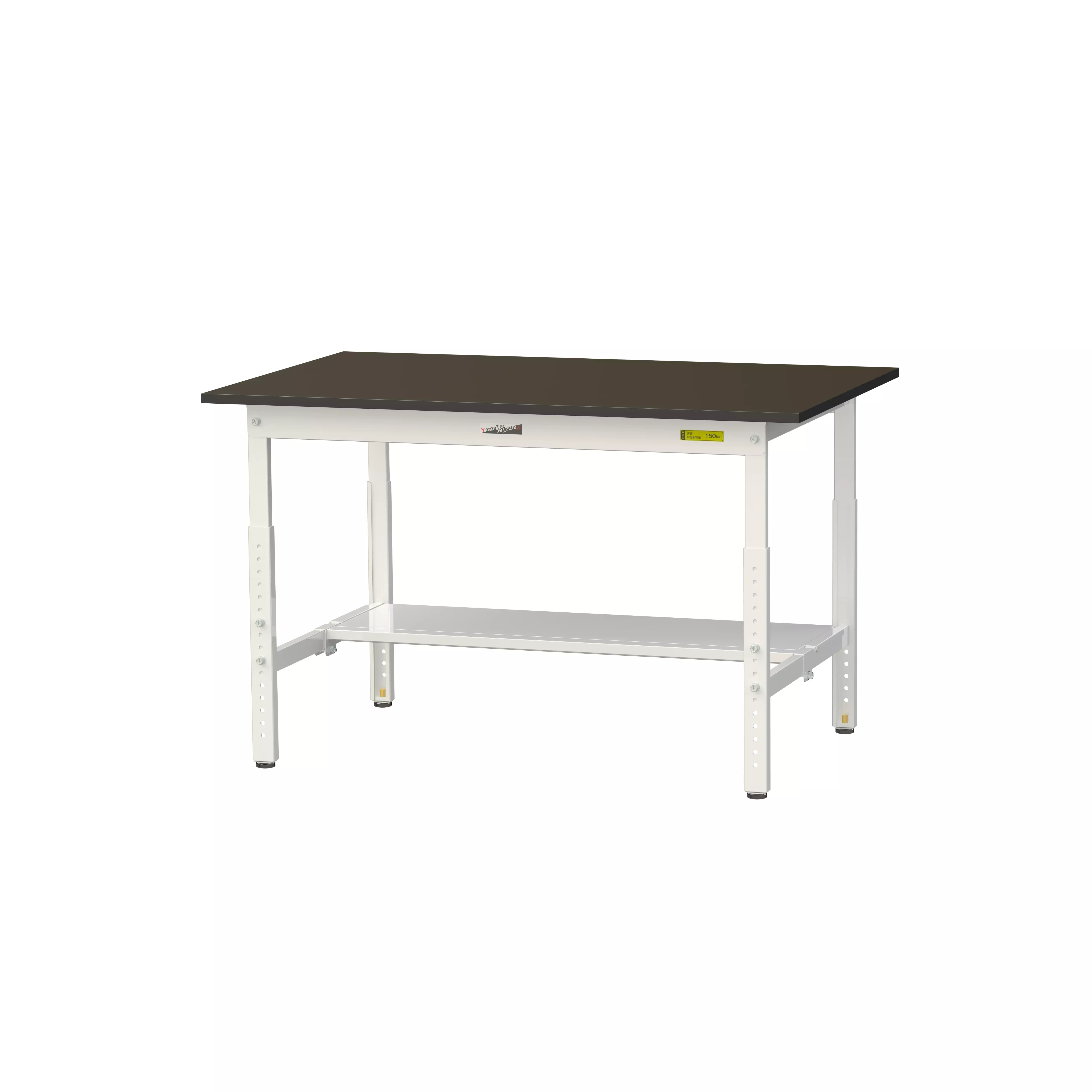 実験用ラボテーブル 高さ調整タイプ H600mm～H900mm（半面棚板付）