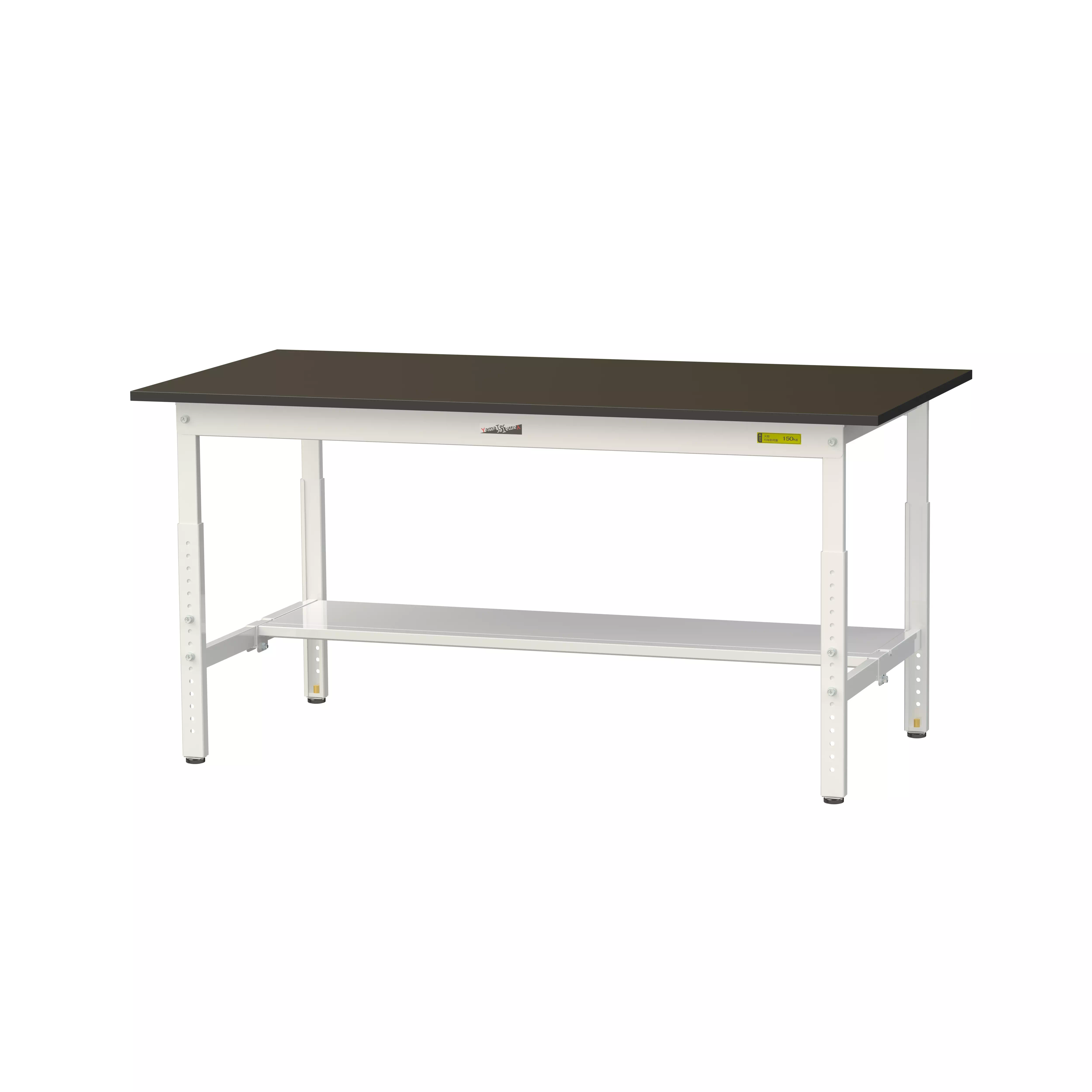 実験用ラボテーブル 高さ調整タイプ H600mm~H900mm(半面棚板付)