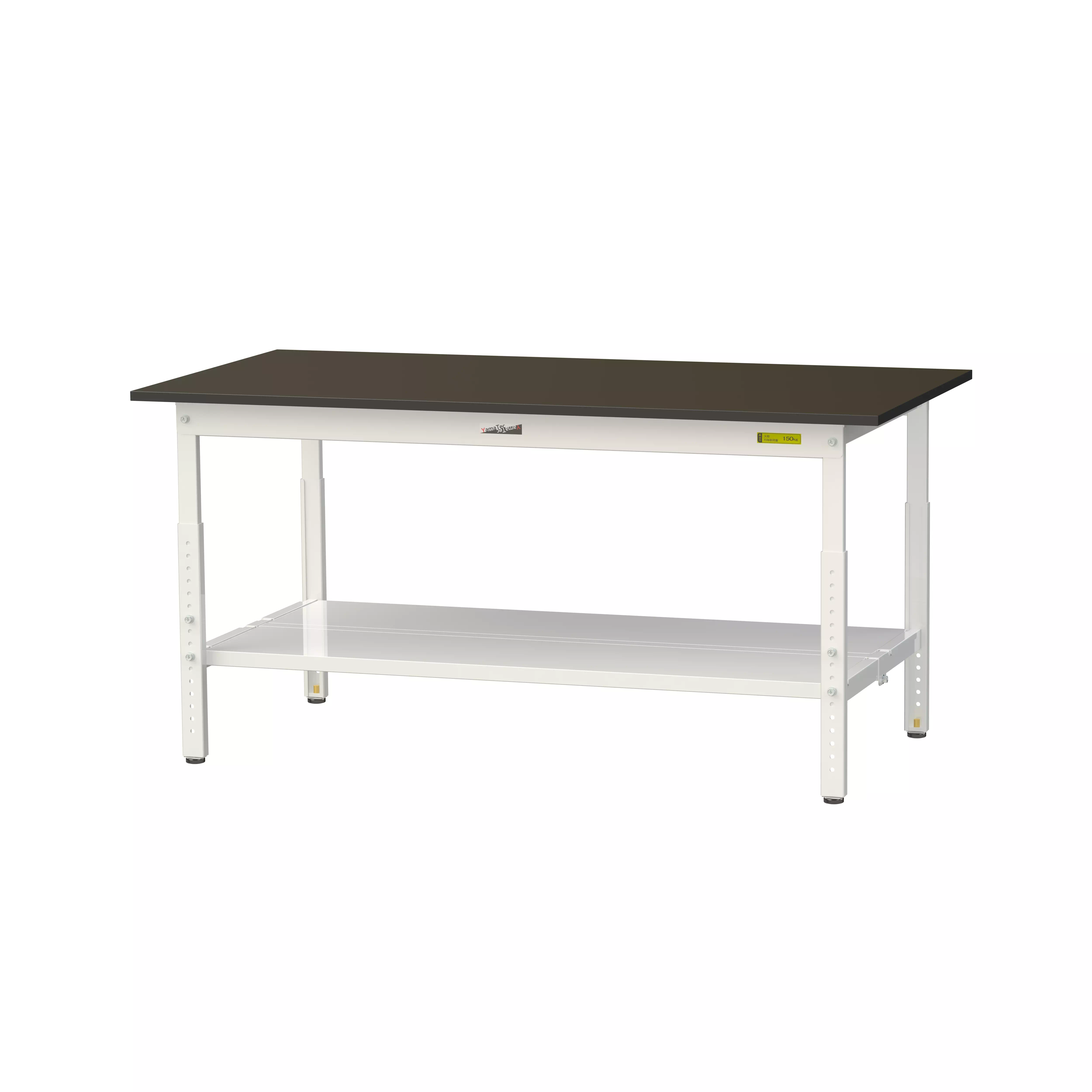 実験用ラボテーブル 高さ調整タイプ H600mm~H900mm(全面棚板付)