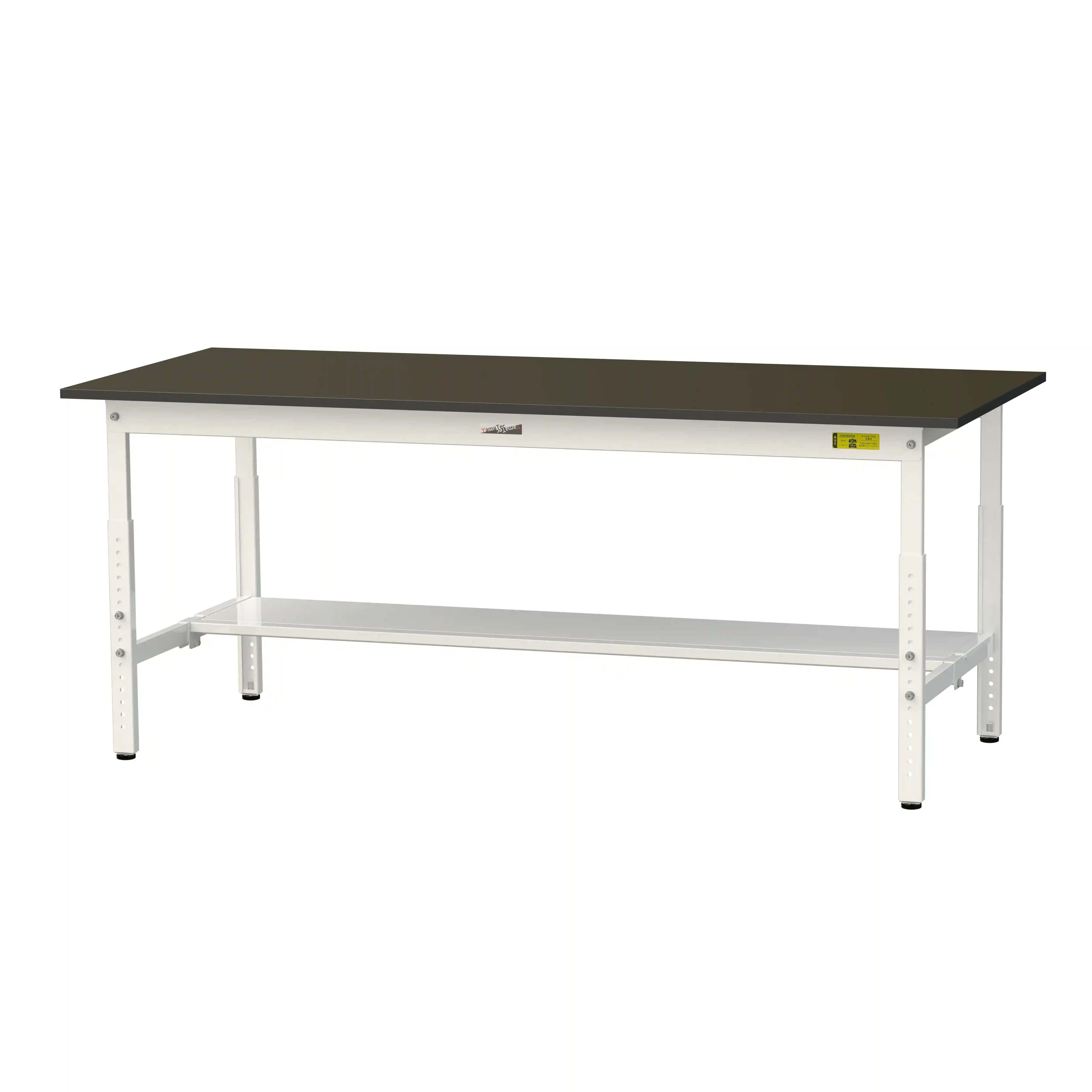 実験用ラボテーブル 高さ調整タイプ H600mm～H900mm（半面棚板付）