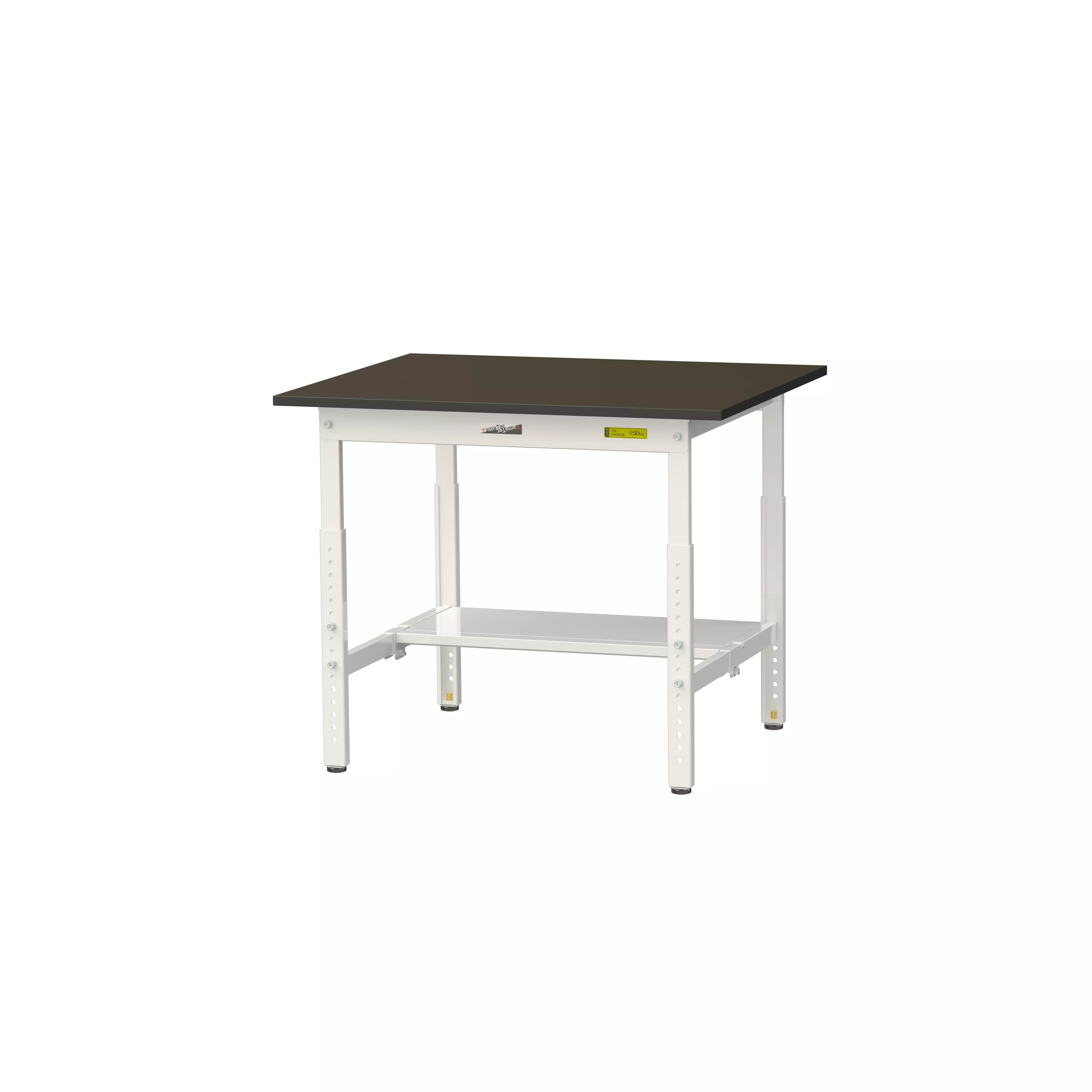 実験用ラボテーブル 高さ調整タイプ H600mm~H900mm(半面棚板付)