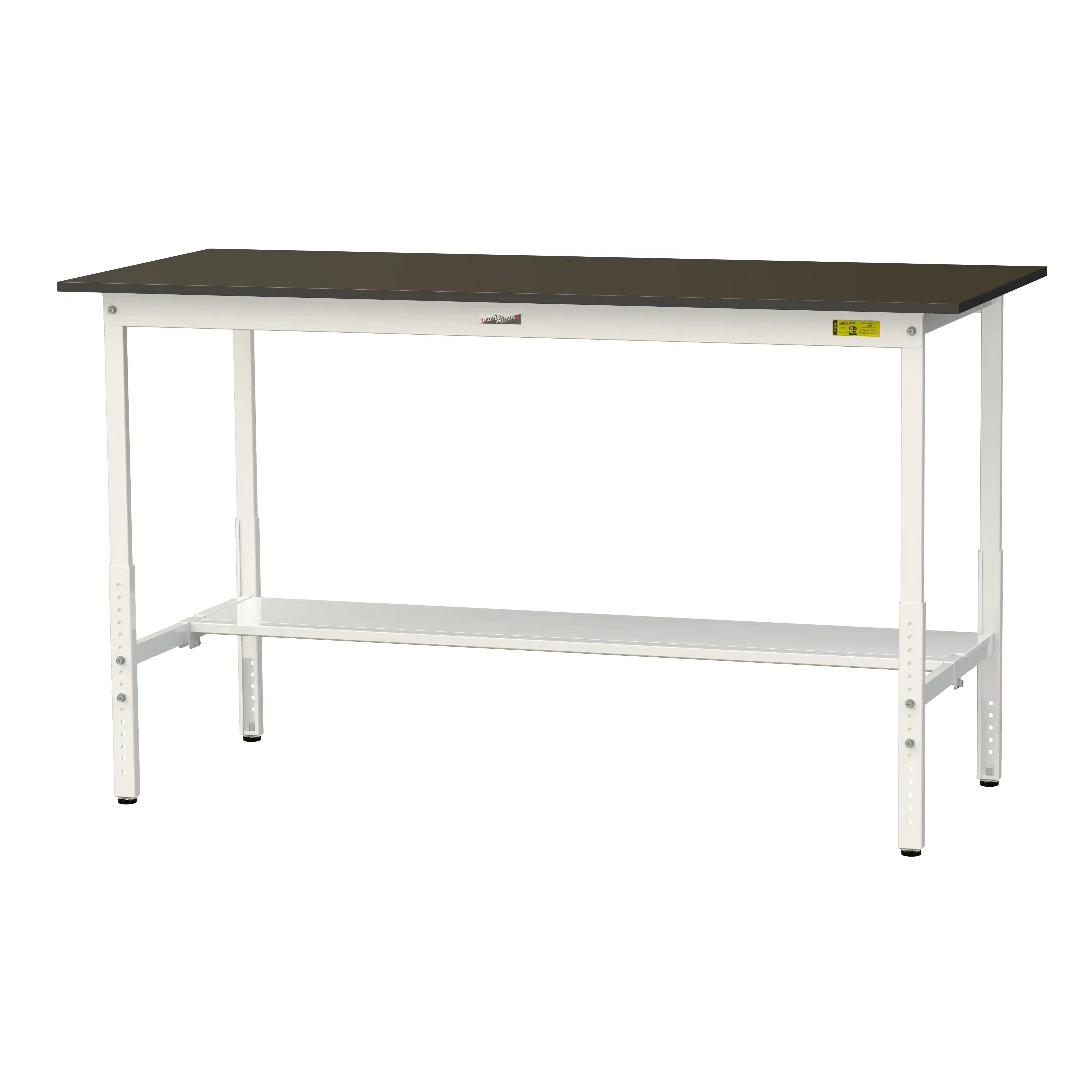 実験用ラボテーブル 高さ調整タイプ H900mm~H1200mm(半面棚板付)