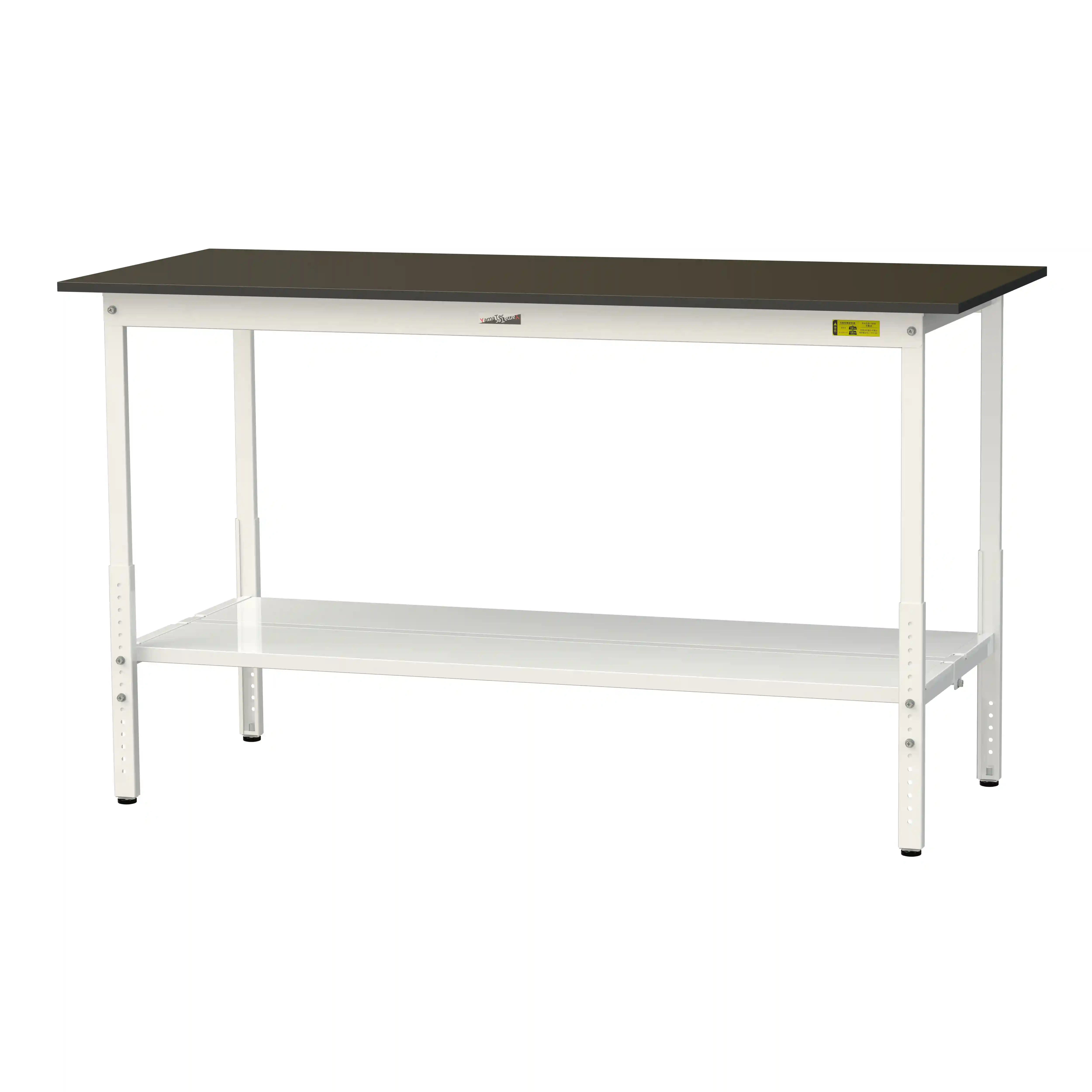 実験用ラボテーブル 高さ調整タイプ H900mm～H1200mm（全面棚板付）