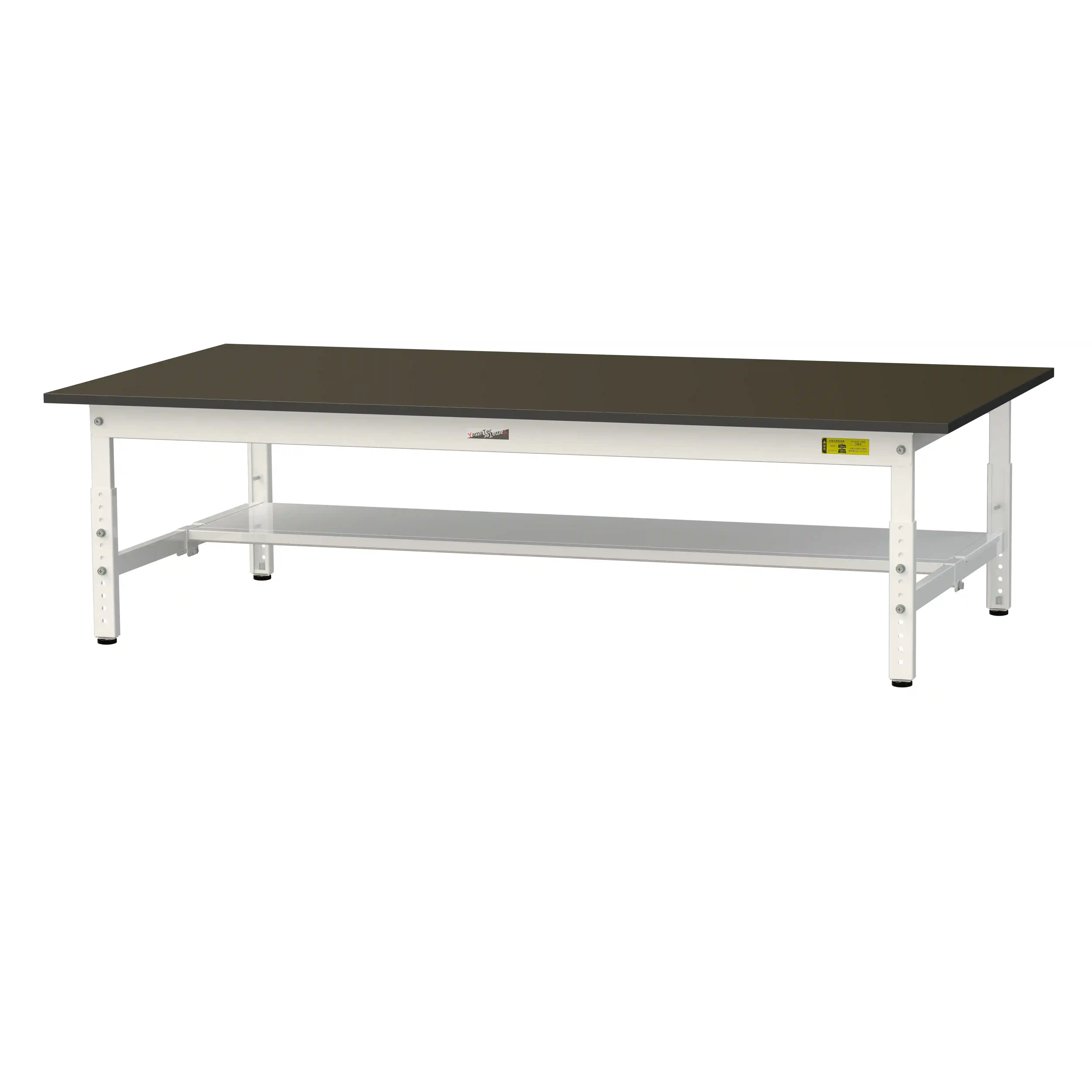 実験用ラボテーブル 高さ調整タイプ H400mm~H575mm(半面棚板付)