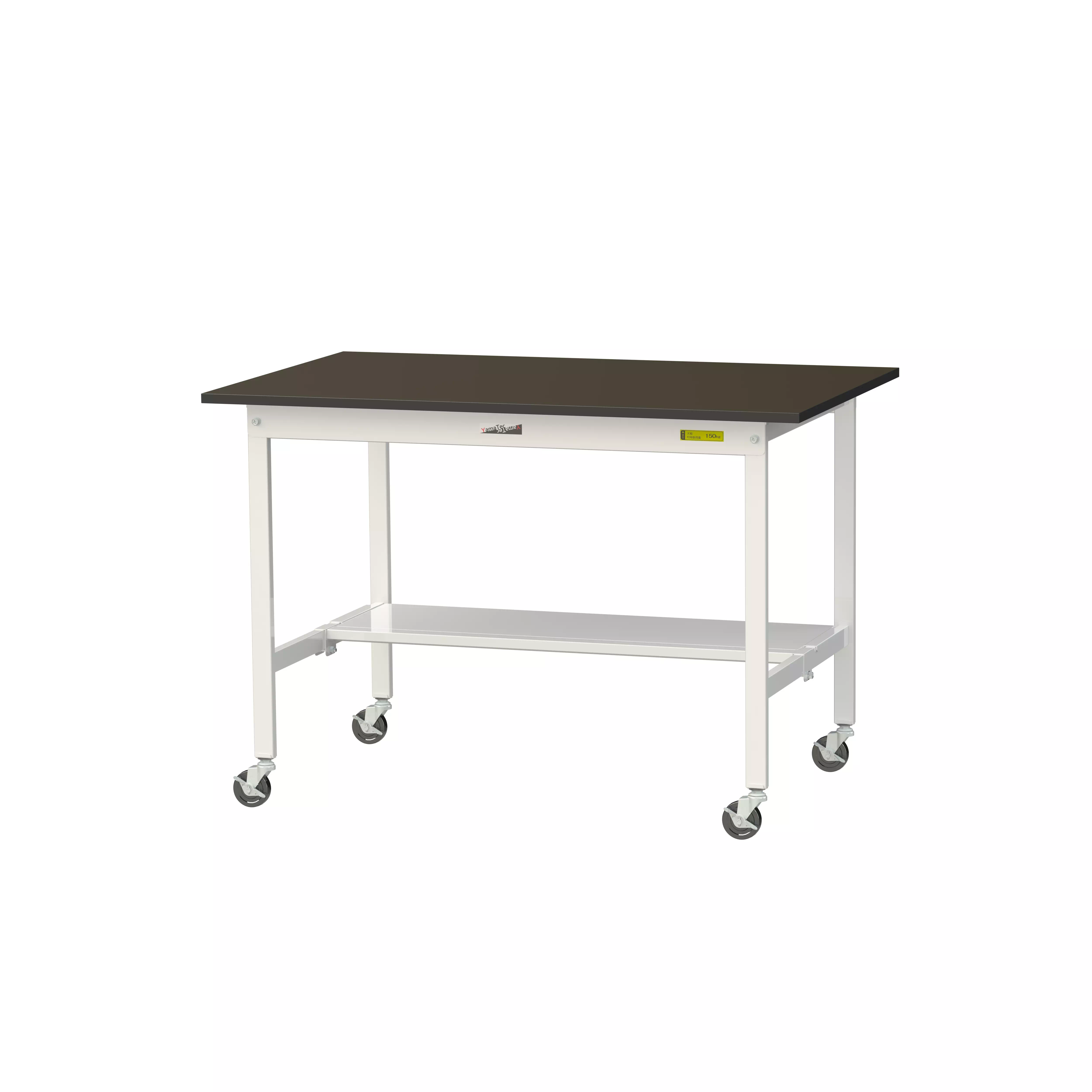 実験用ラボテーブル 移動式 H825mm（半面棚板付）