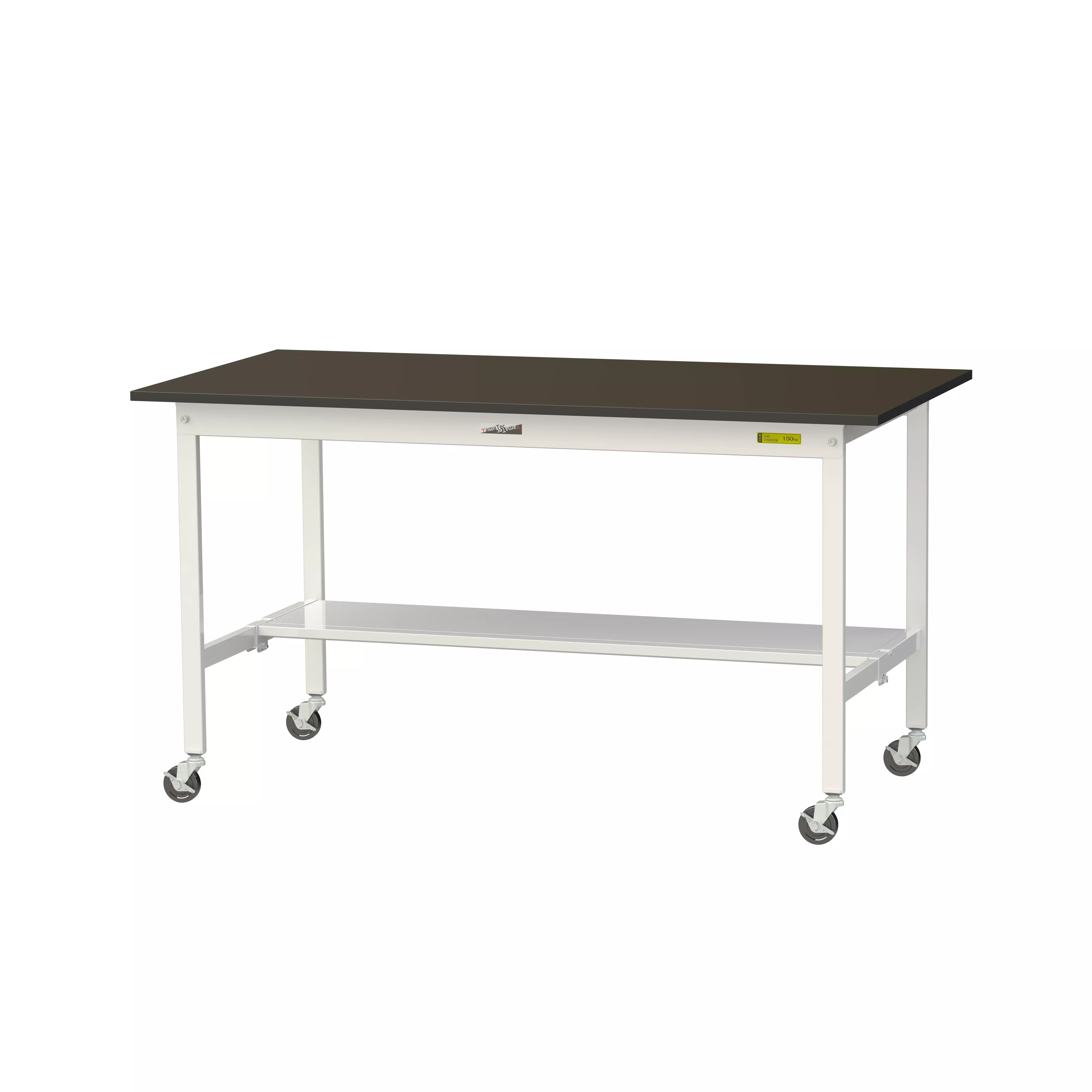 実験用ラボテーブル 移動式 H825mm（半面棚板付）