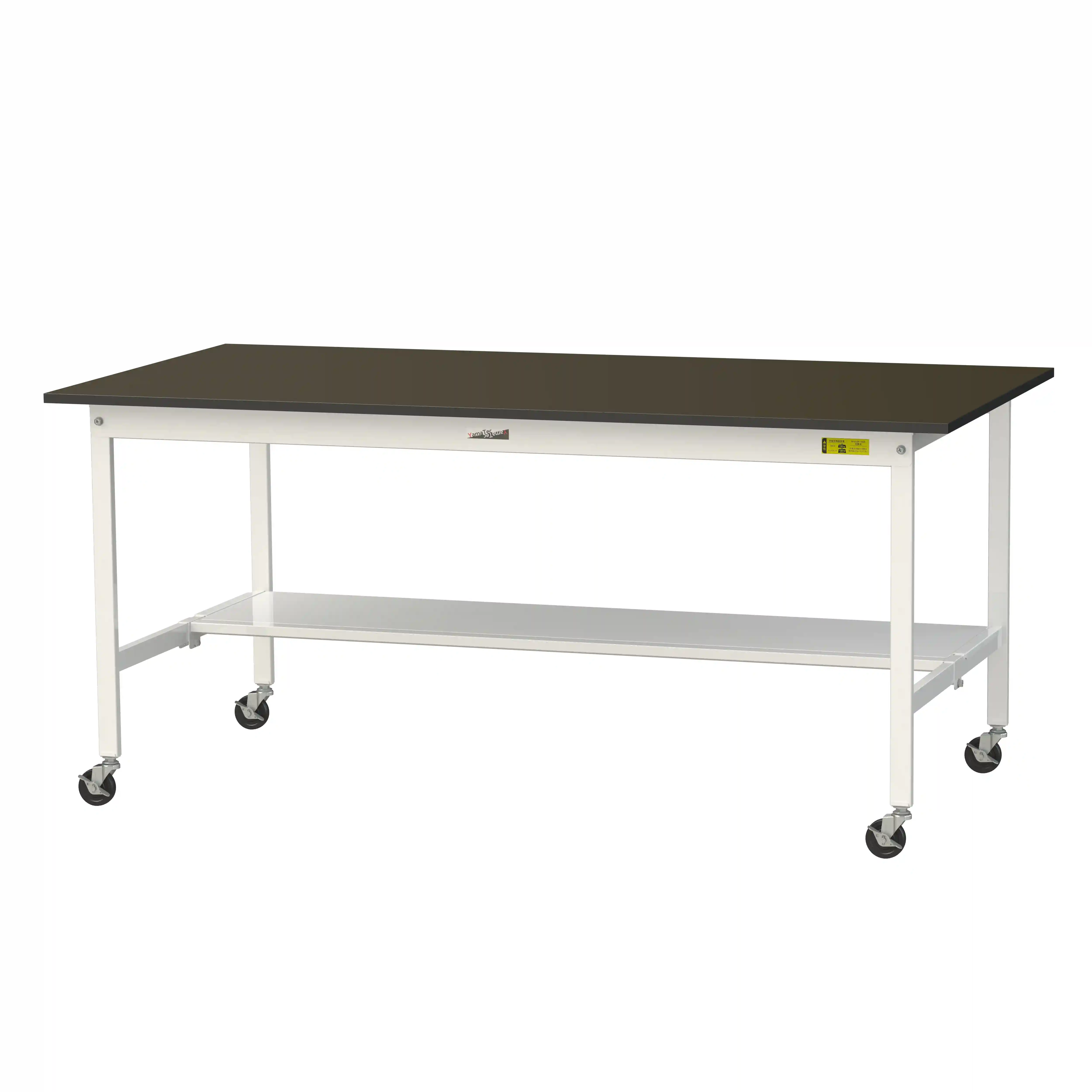 実験用ラボテーブル 移動式 H825mm(半面棚板付)