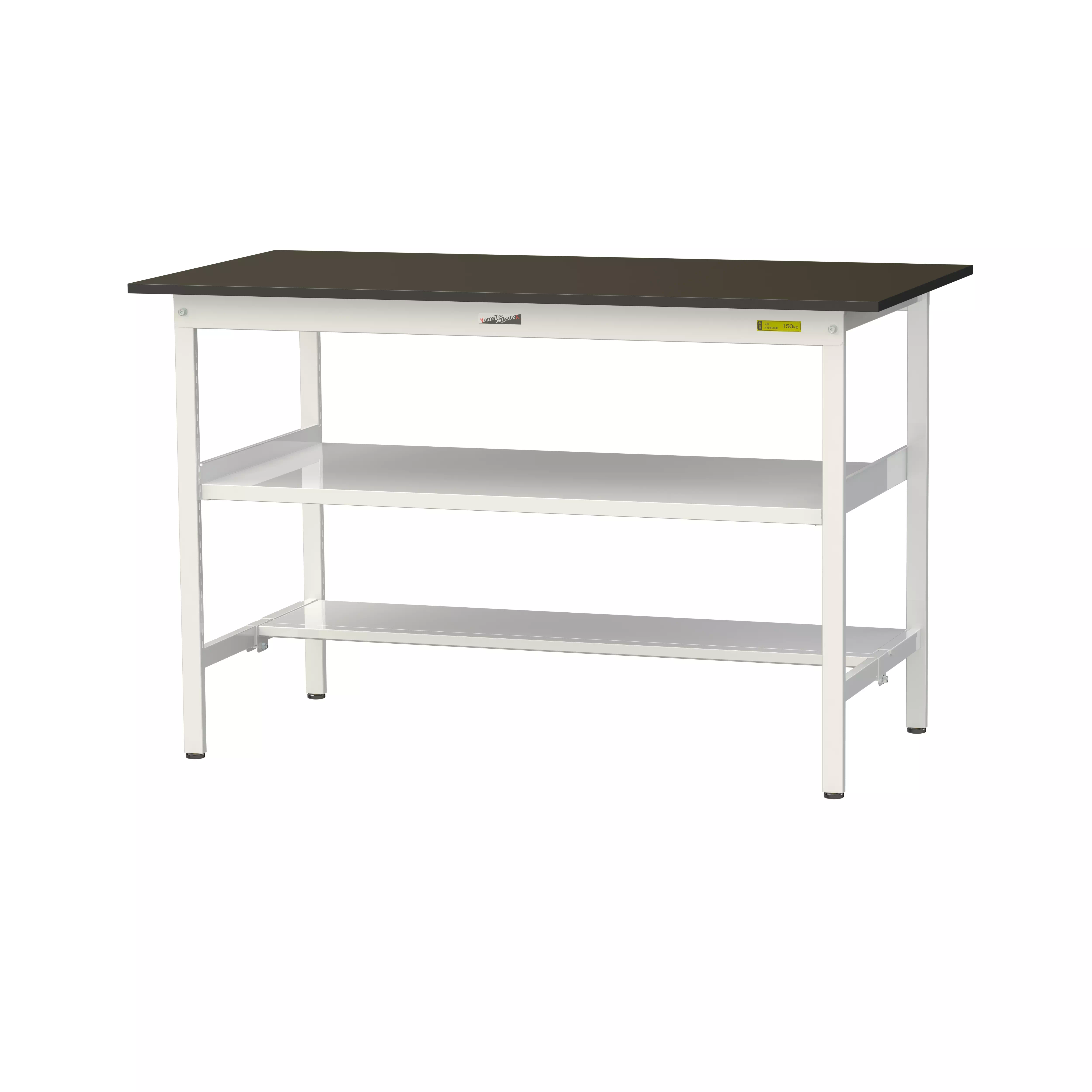 実験用ラボテーブル 固定式 中間棚付 H950mm(下段半面棚板)