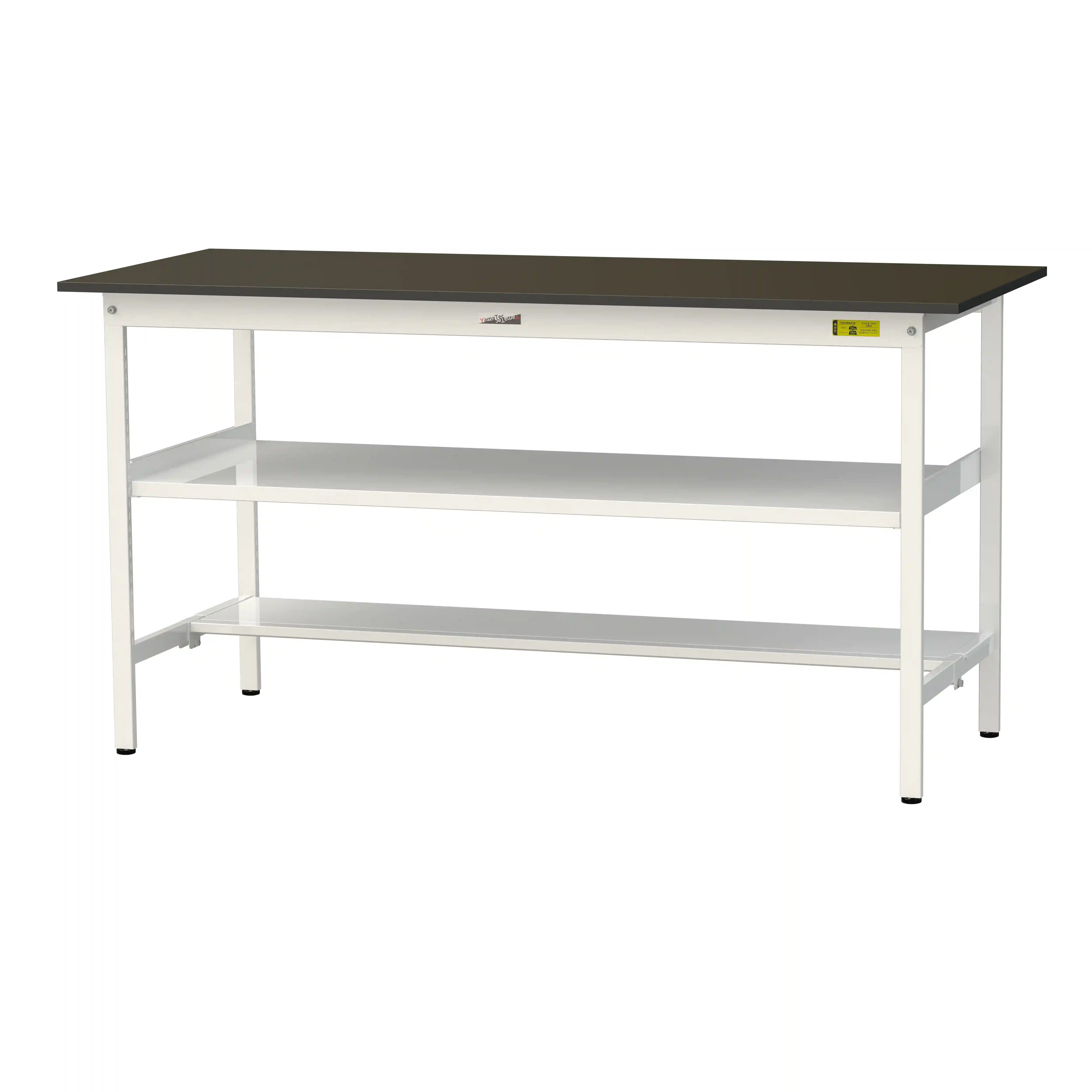 実験用ラボテーブル 固定式 中間棚付 H950mm(下段半面棚板)