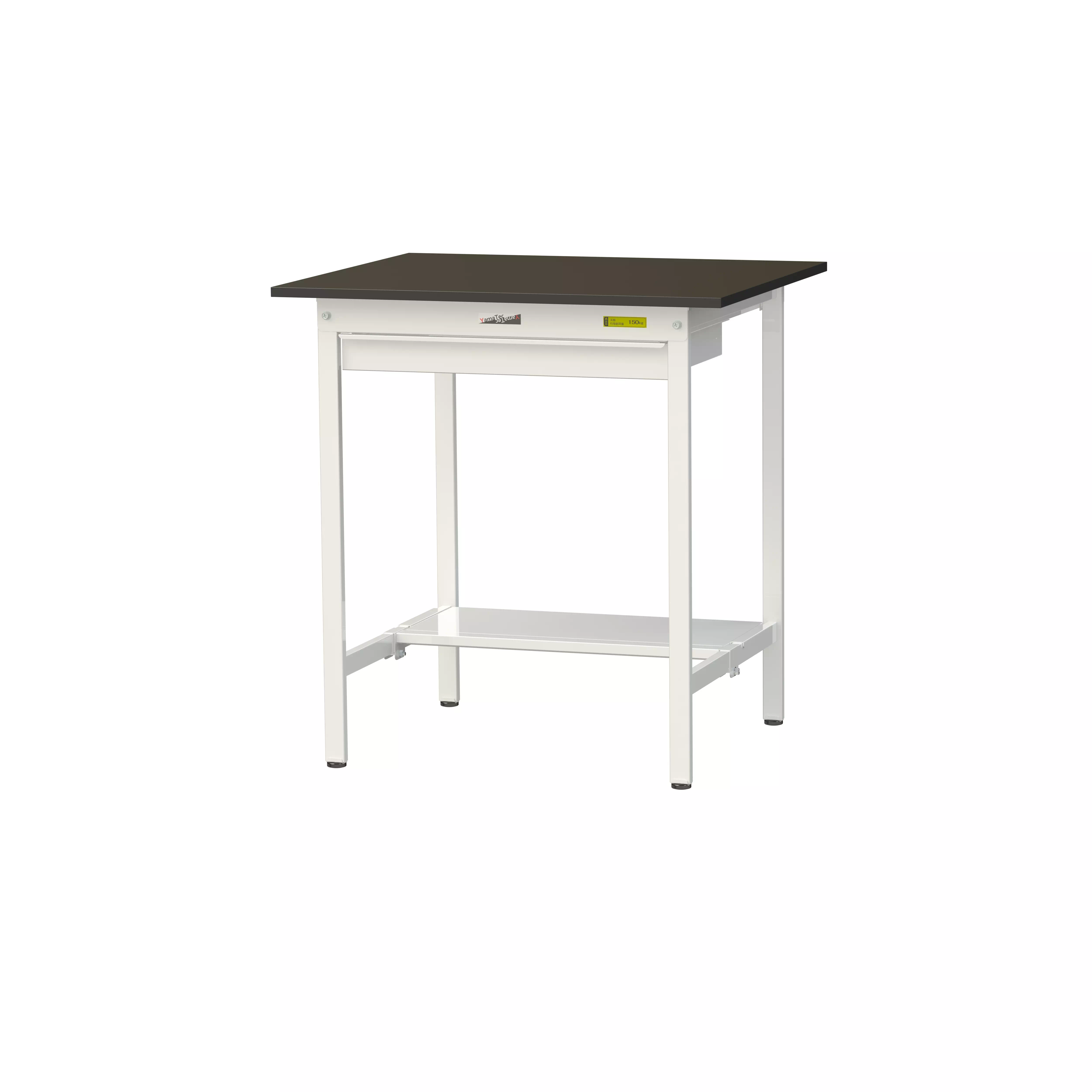 実験用ラボテーブル 固定式 ワイド引出し付 H950mm(半面棚板付)