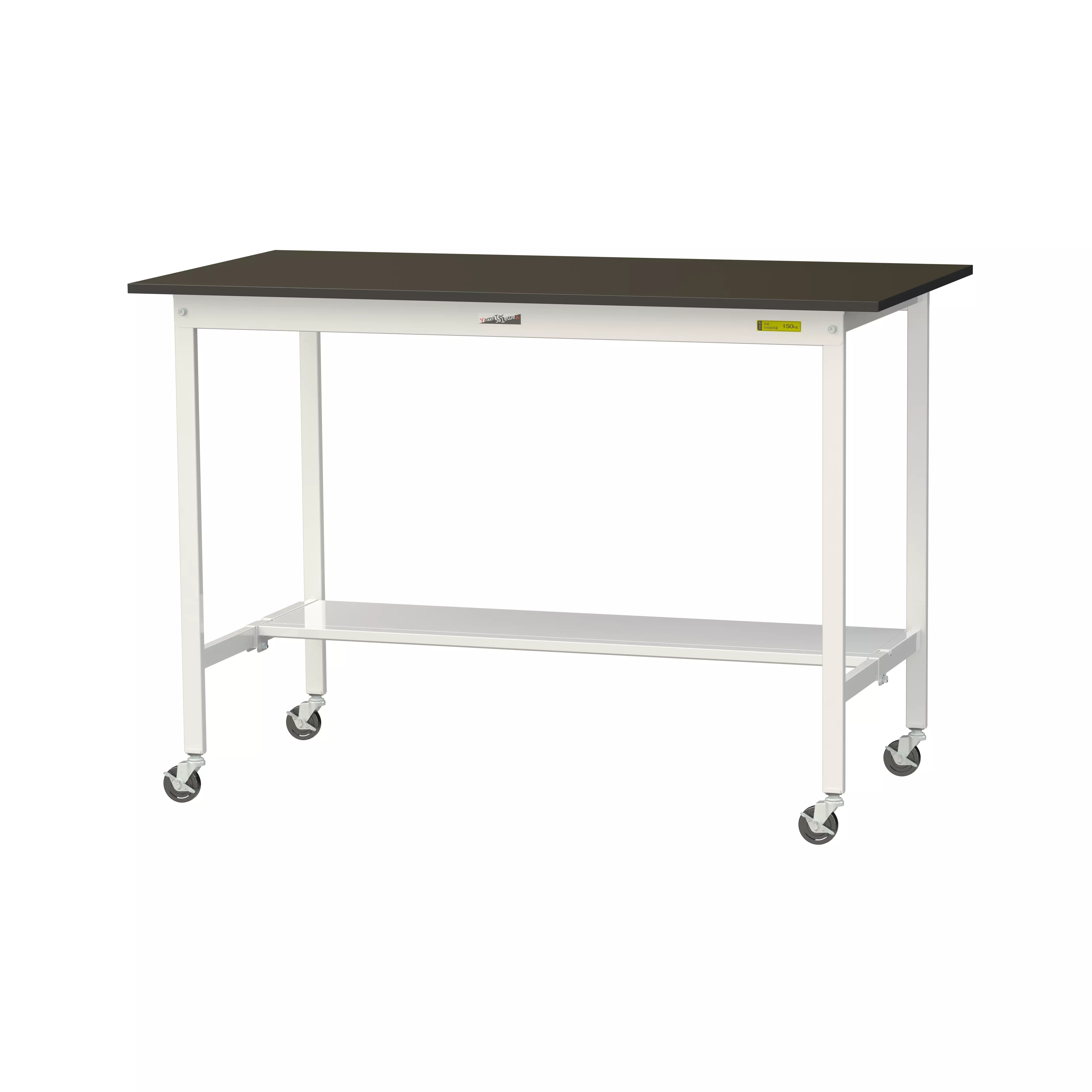 実験用ラボテーブル 移動式 H1035mm(半面棚板付)