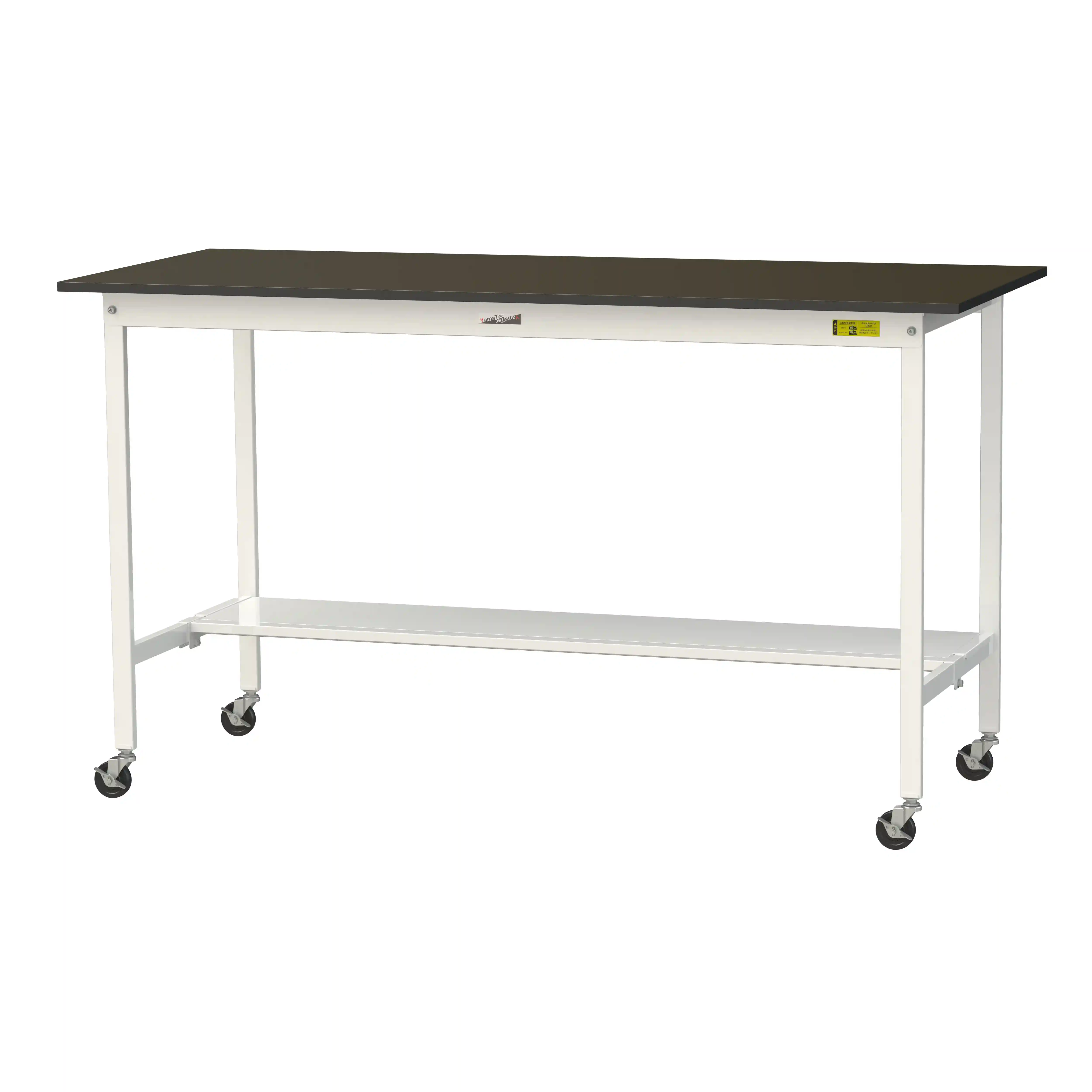 実験用ラボテーブル 移動式 H1035mm(半面棚板付)