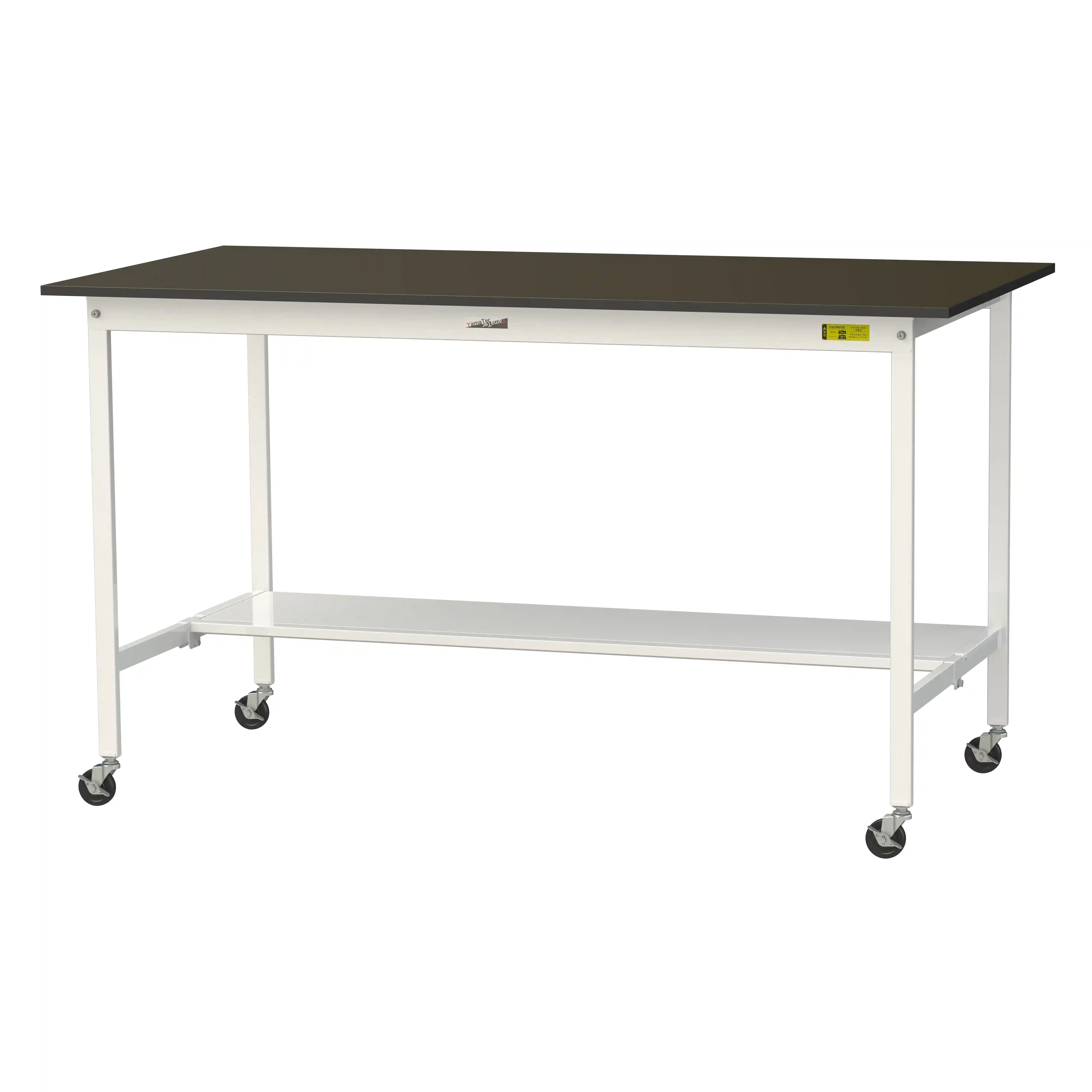 実験用ラボテーブル 移動式 H1035mm（半面棚板付）