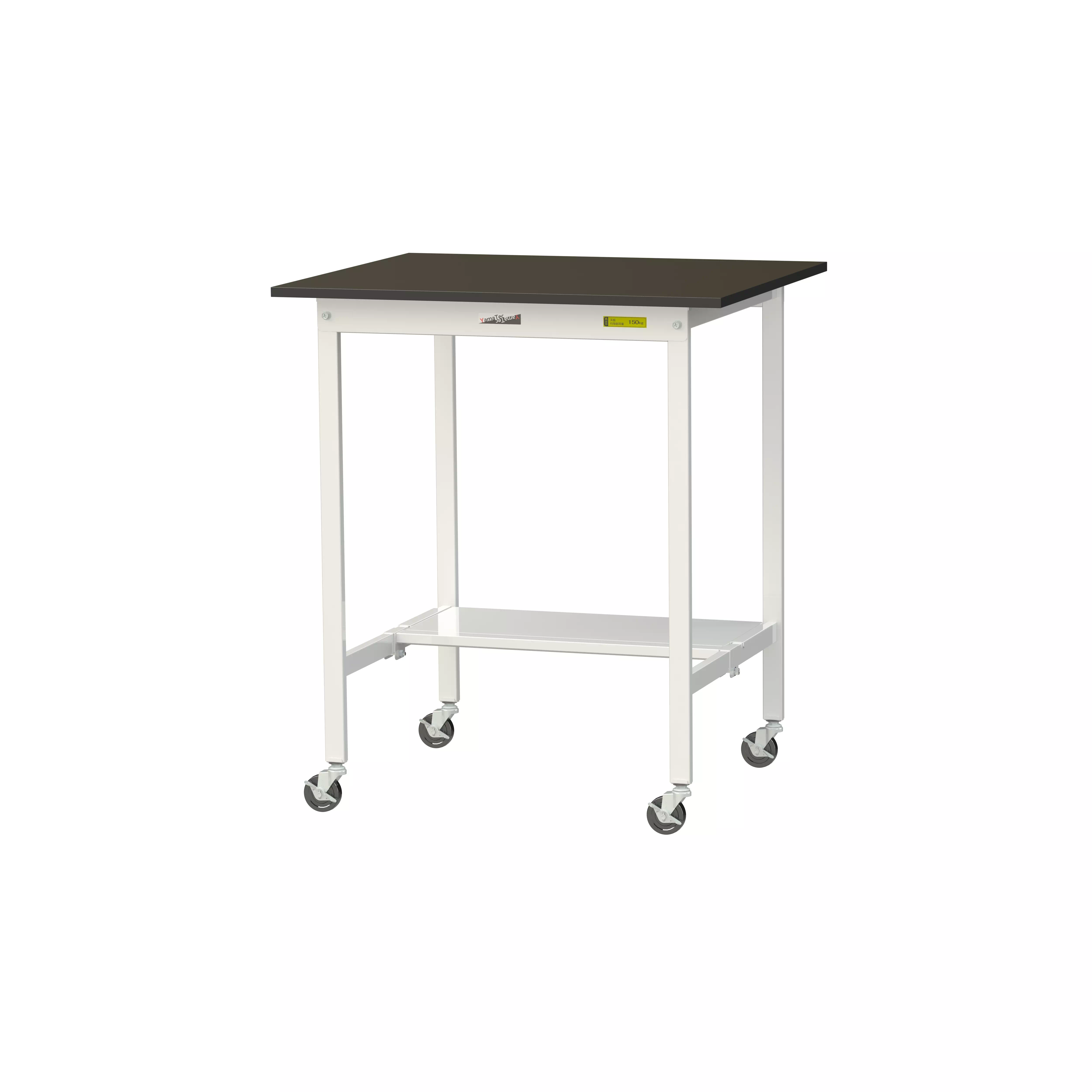 実験用ラボテーブル 移動式 H1035mm(半面棚板付)