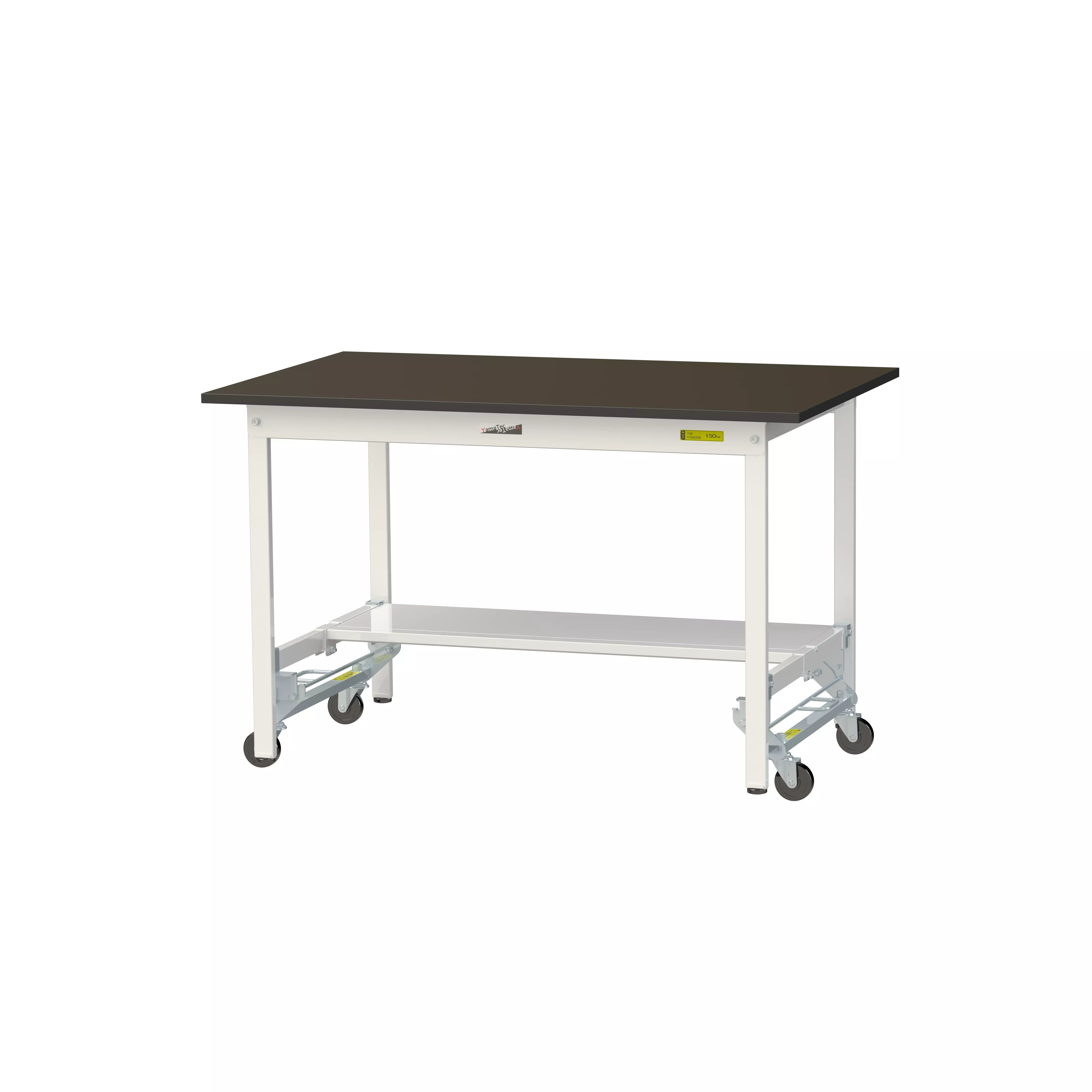 実験用ラボテーブル ワンタッチ移動タイプ H740mm(半面棚板付)