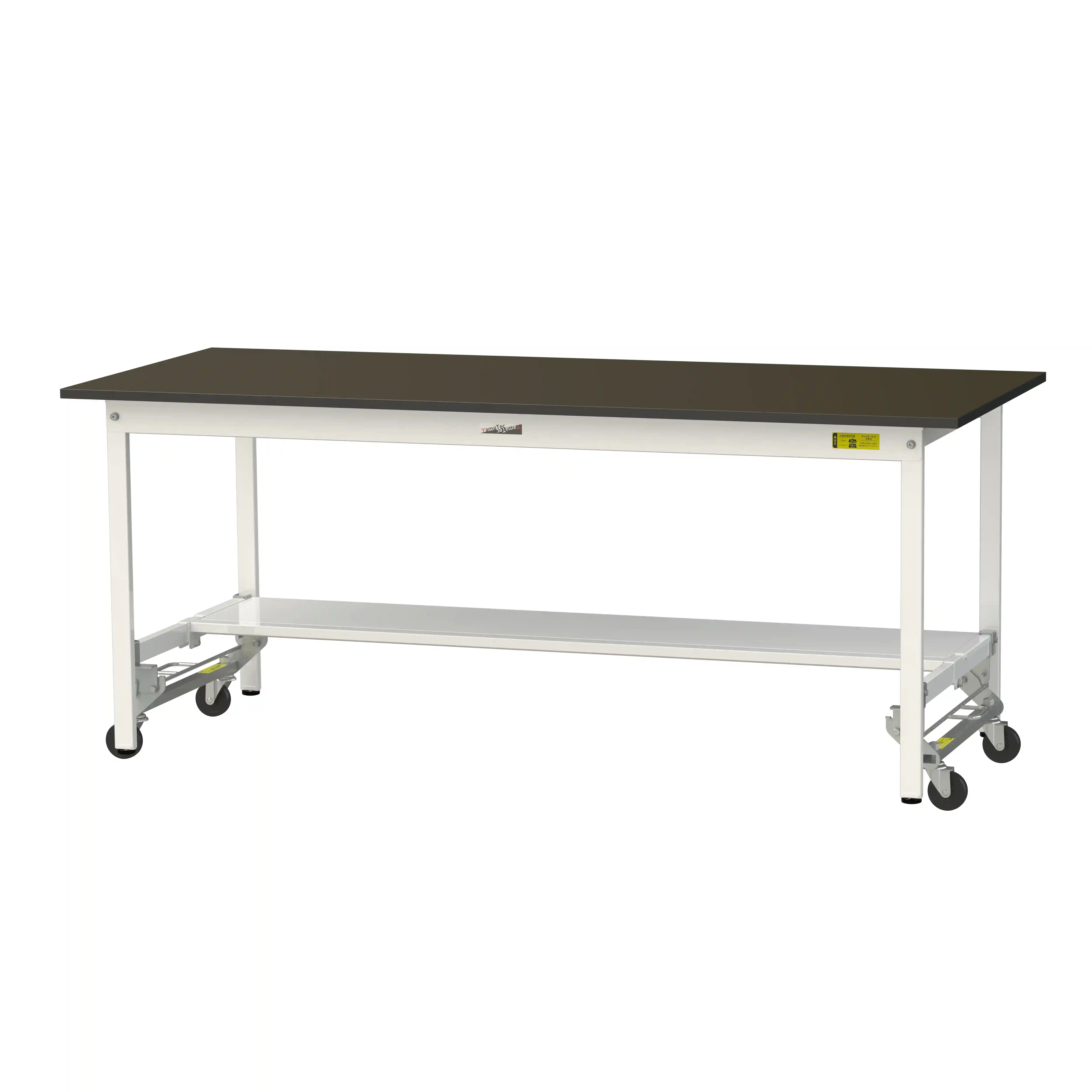 実験用ラボテーブル ワンタッチ移動タイプ H740mm（半面棚板付）