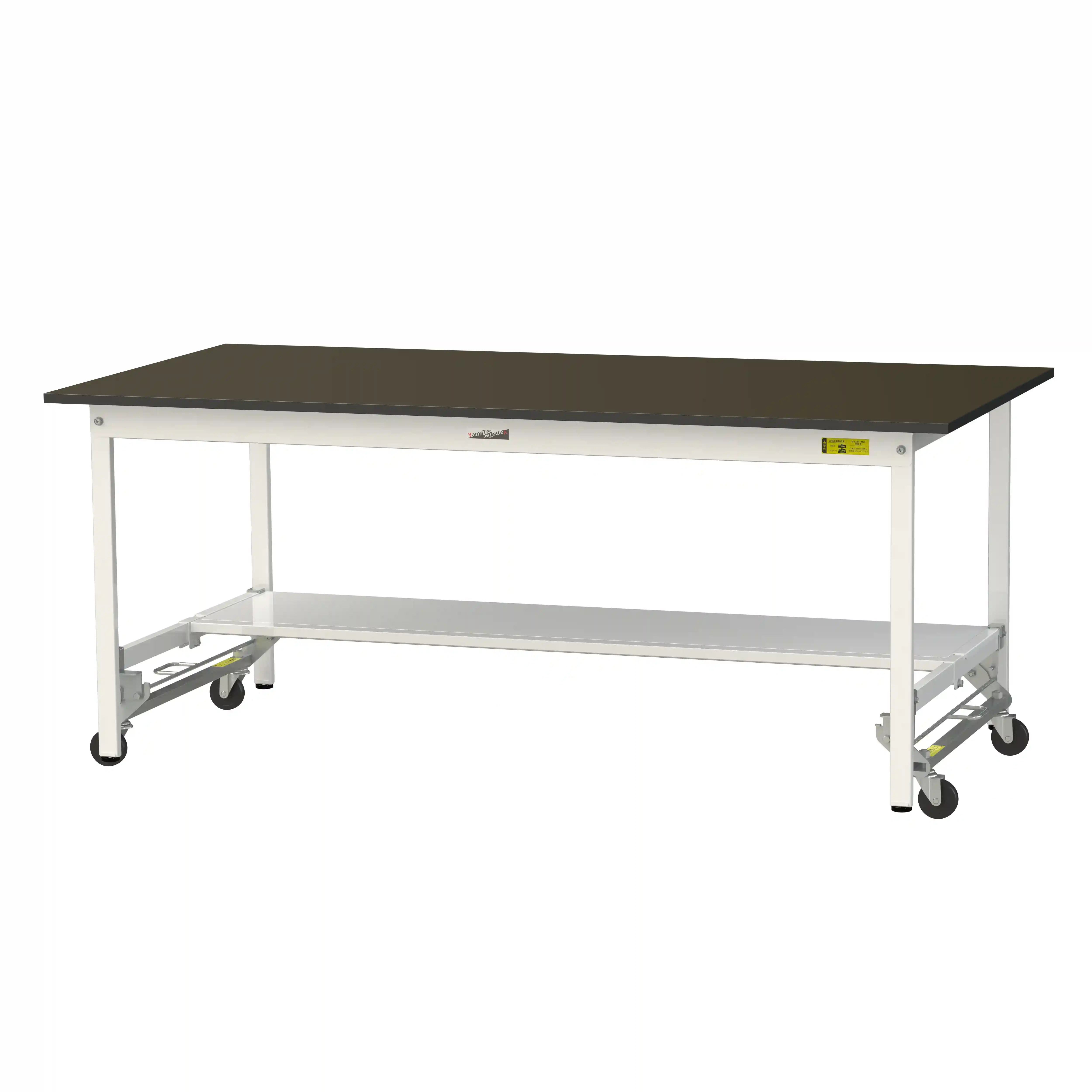 実験用ラボテーブル ワンタッチ移動タイプ H740mm（半面棚板付）