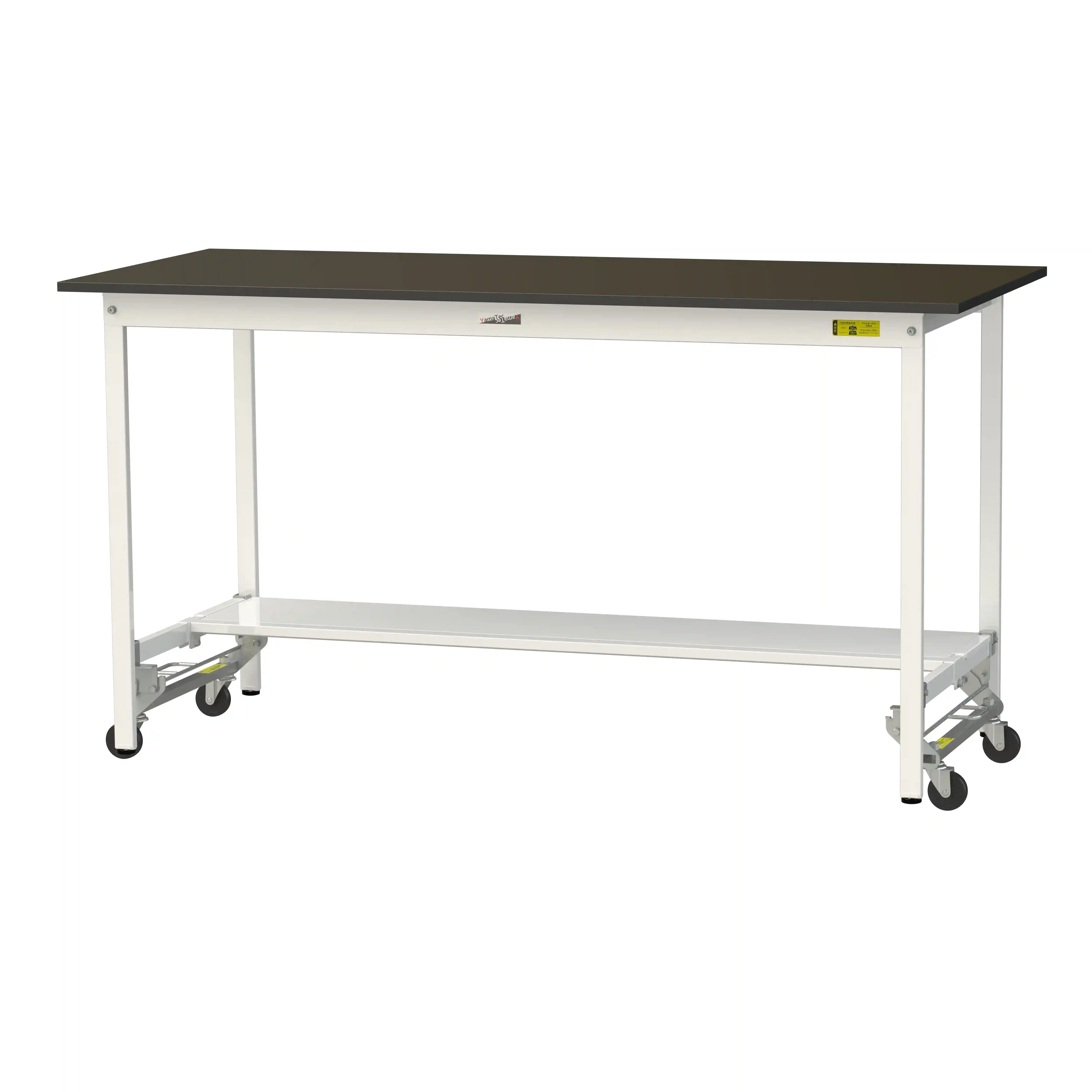 実験用ラボテーブル ワンタッチ移動タイプ H950mm(半面棚板付)