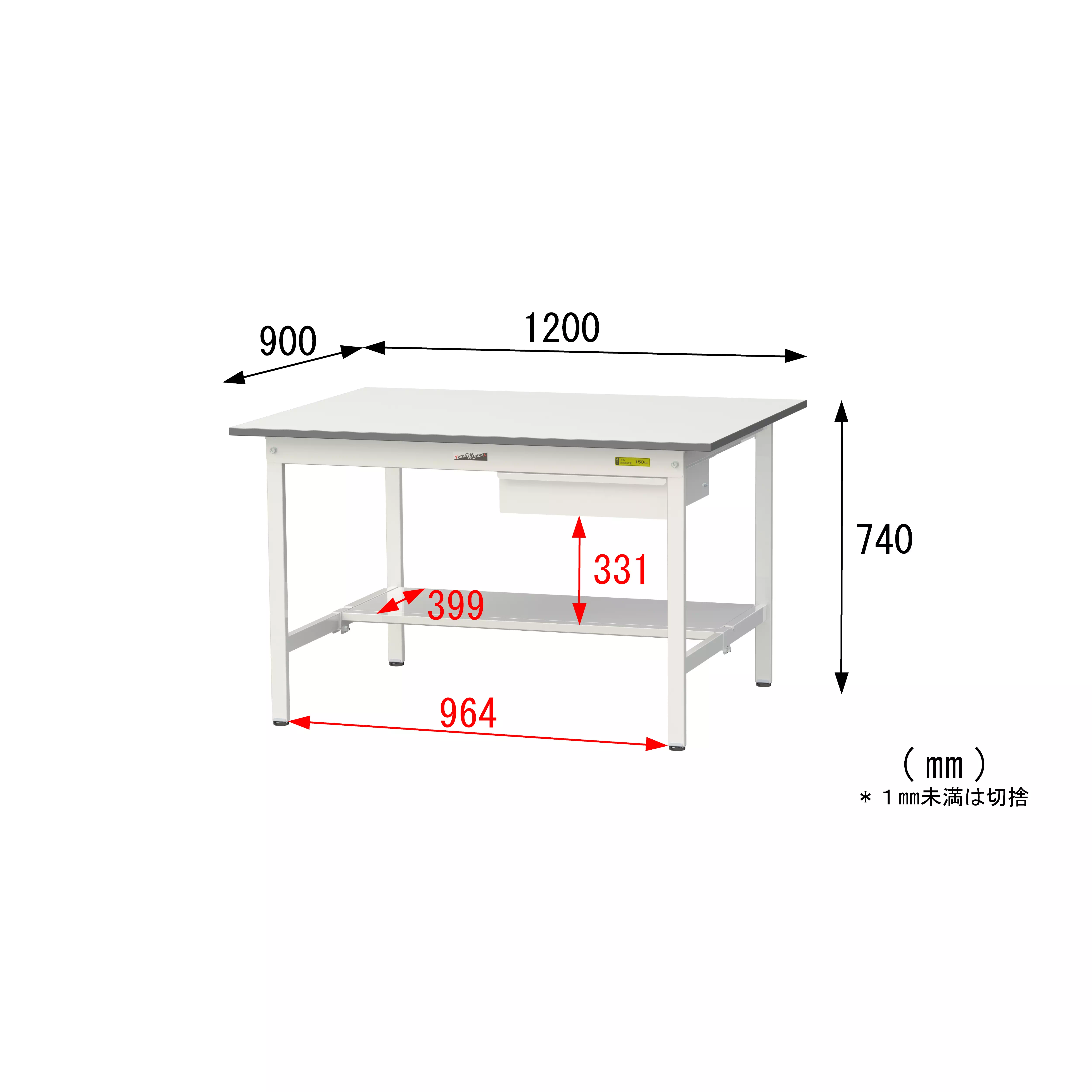 150シリーズ 固定式 キャビネット付 H740mm(半面棚板付)