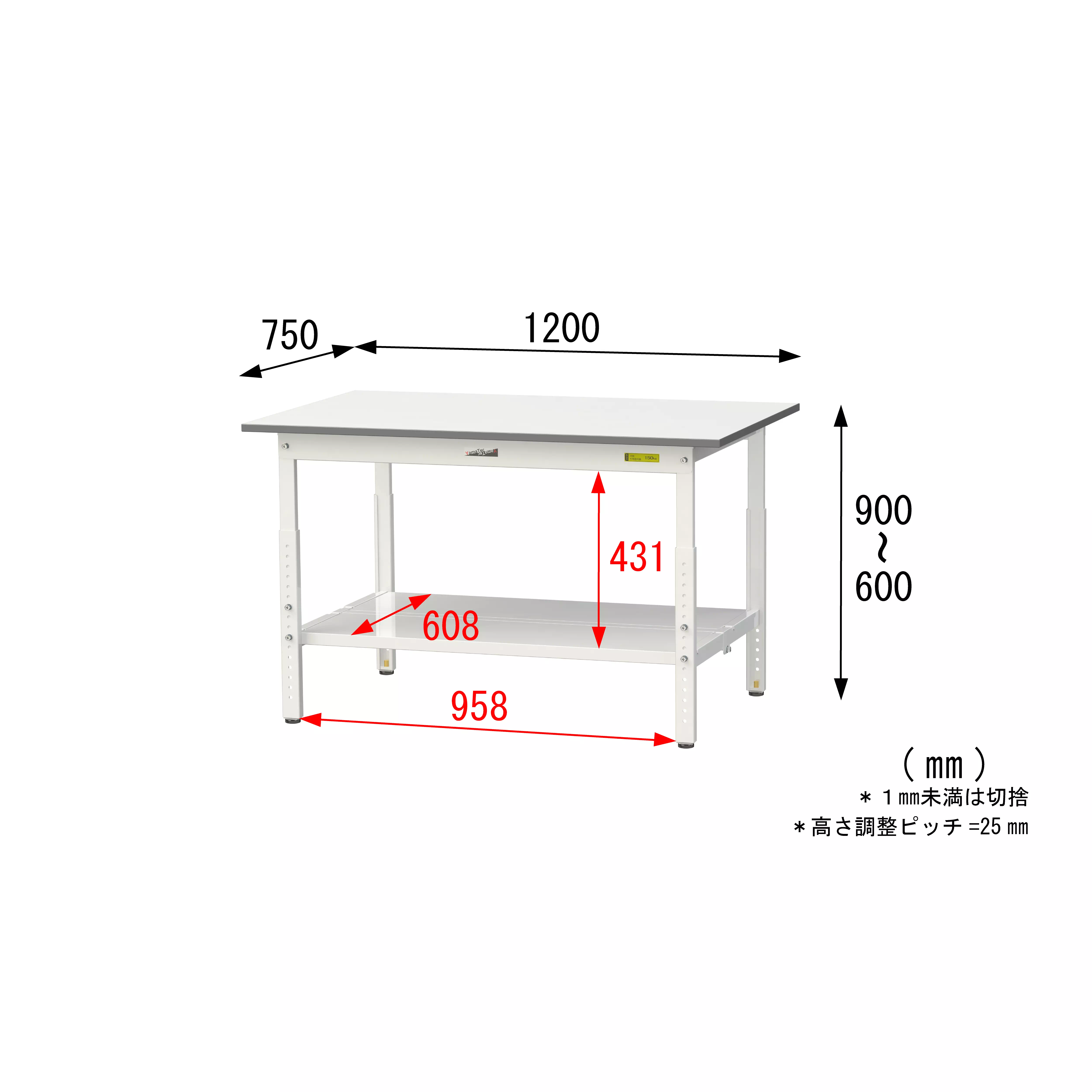 150シリーズ 高さ調整タイプ H600mm〜H900mm（全面棚板付）