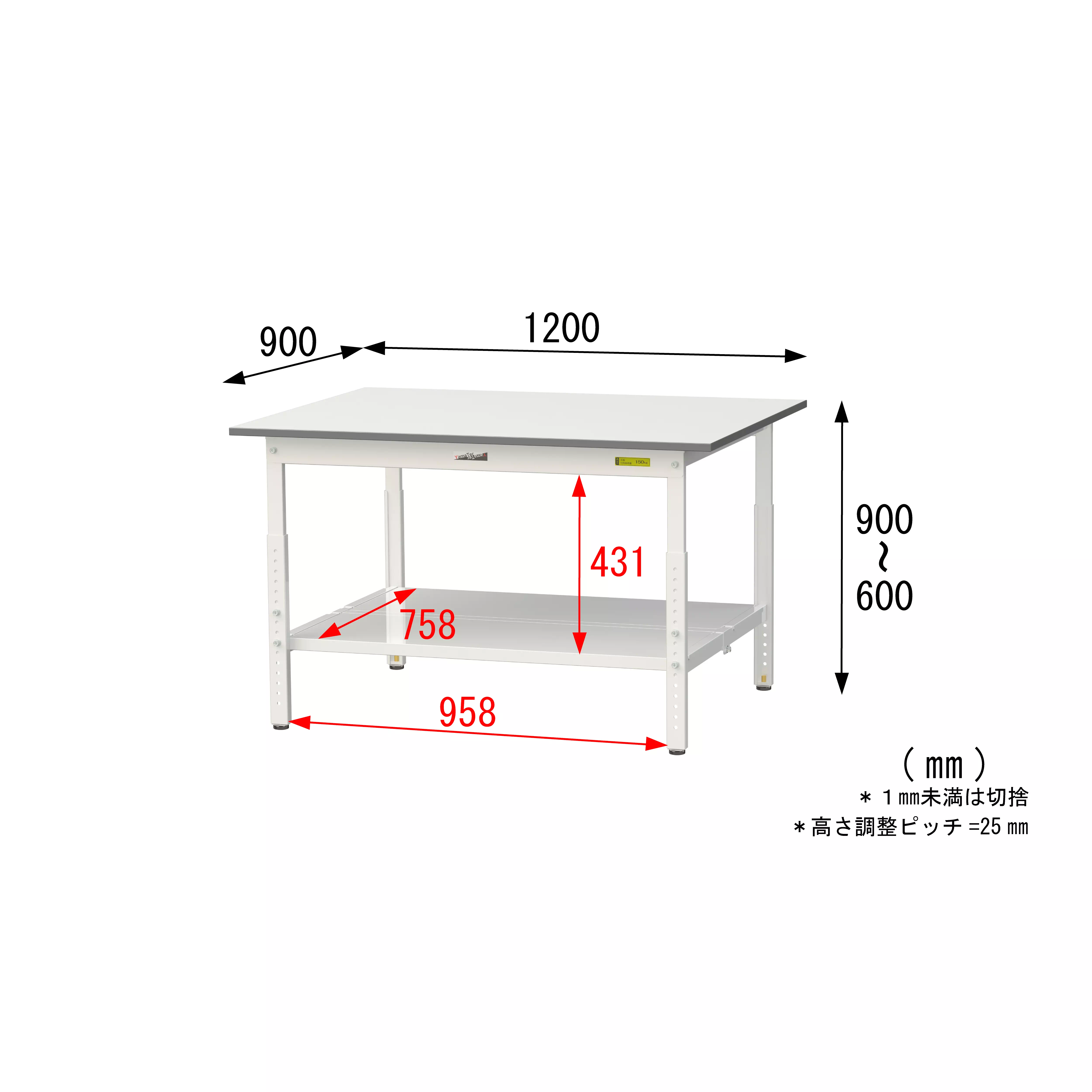 150シリーズ 高さ調整タイプ H600mm〜H900mm（全面棚板付）