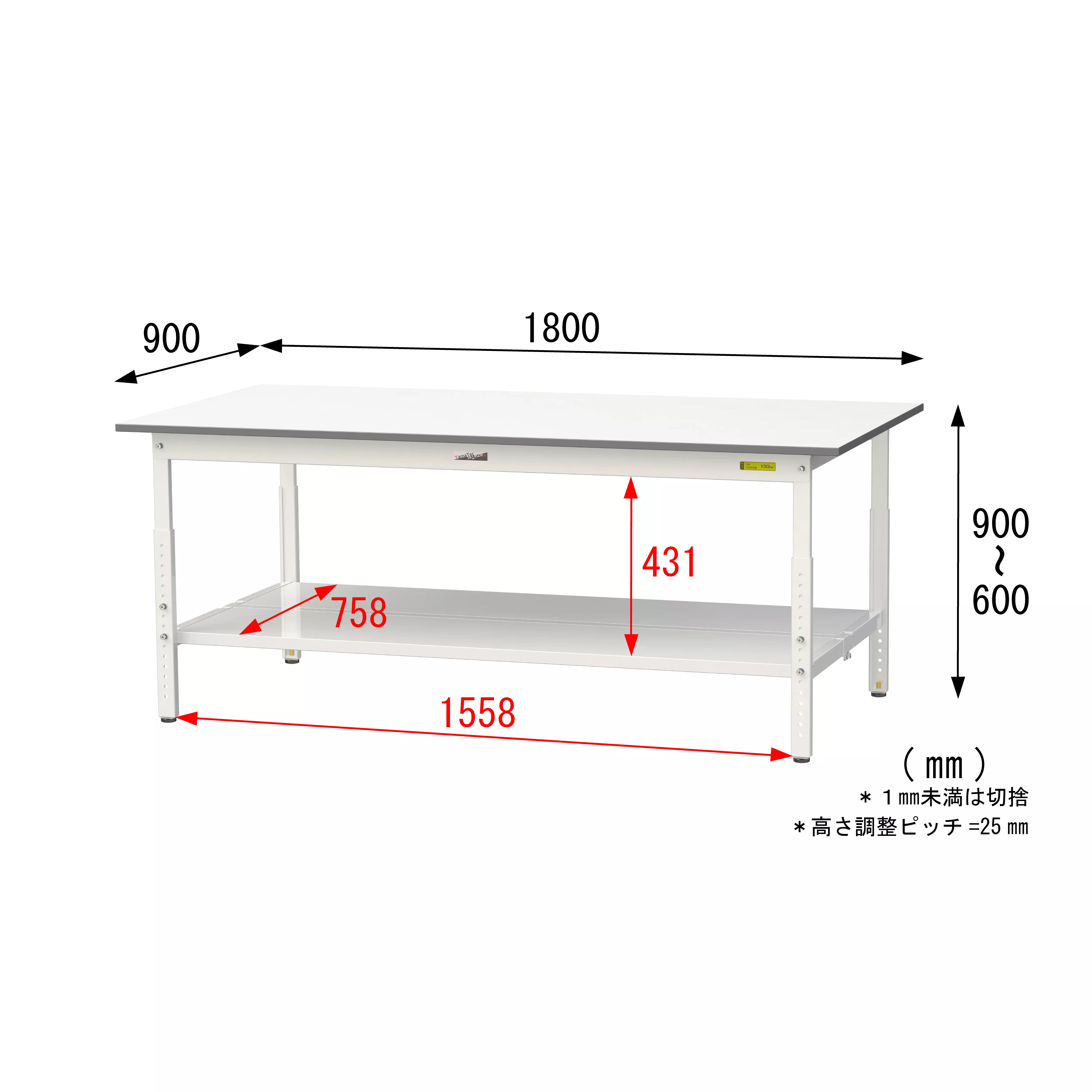 150シリーズ 高さ調整タイプ H600mm〜H900mm（全面棚板付）
