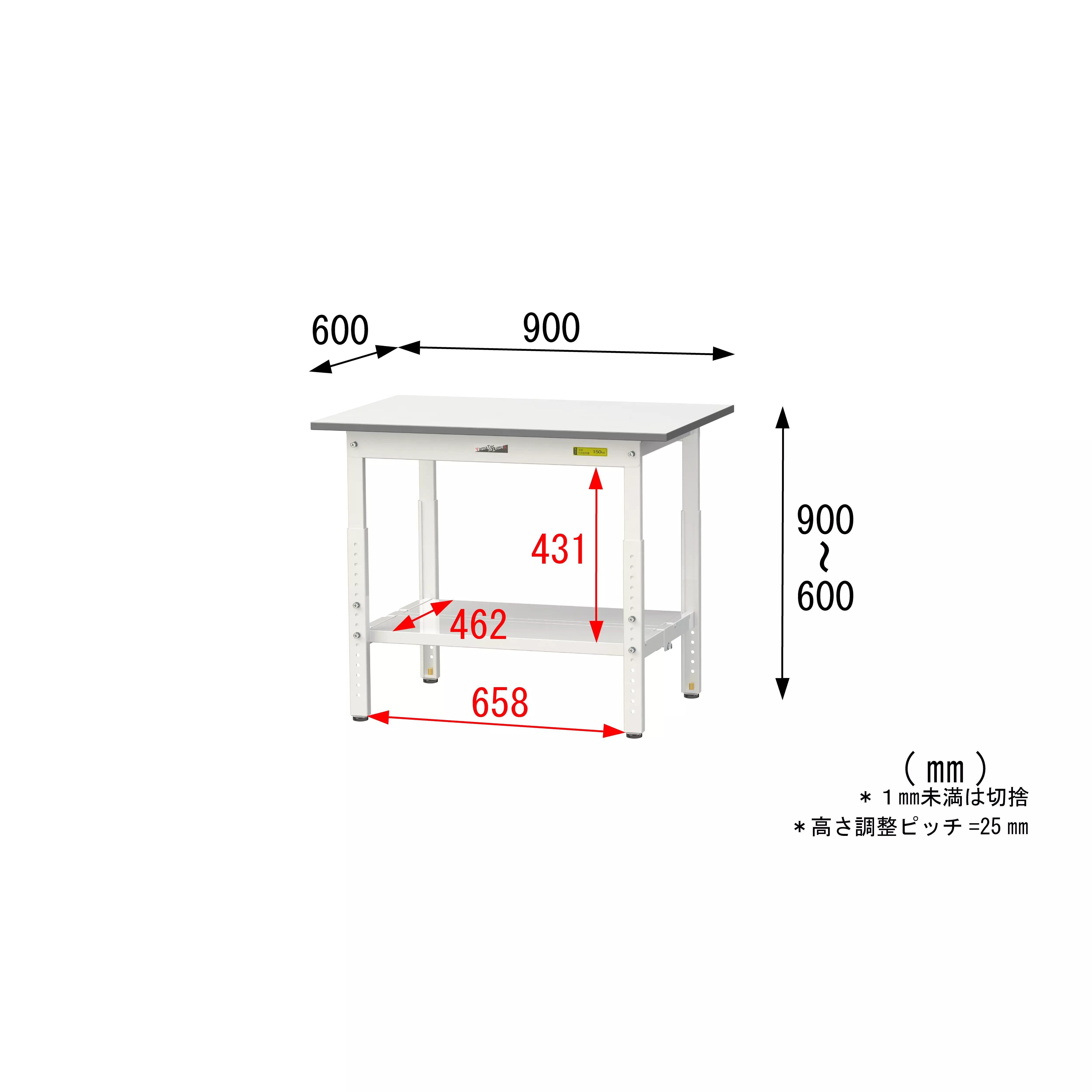 150シリーズ 高さ調整タイプ H600mm〜H900mm（全面棚板付）