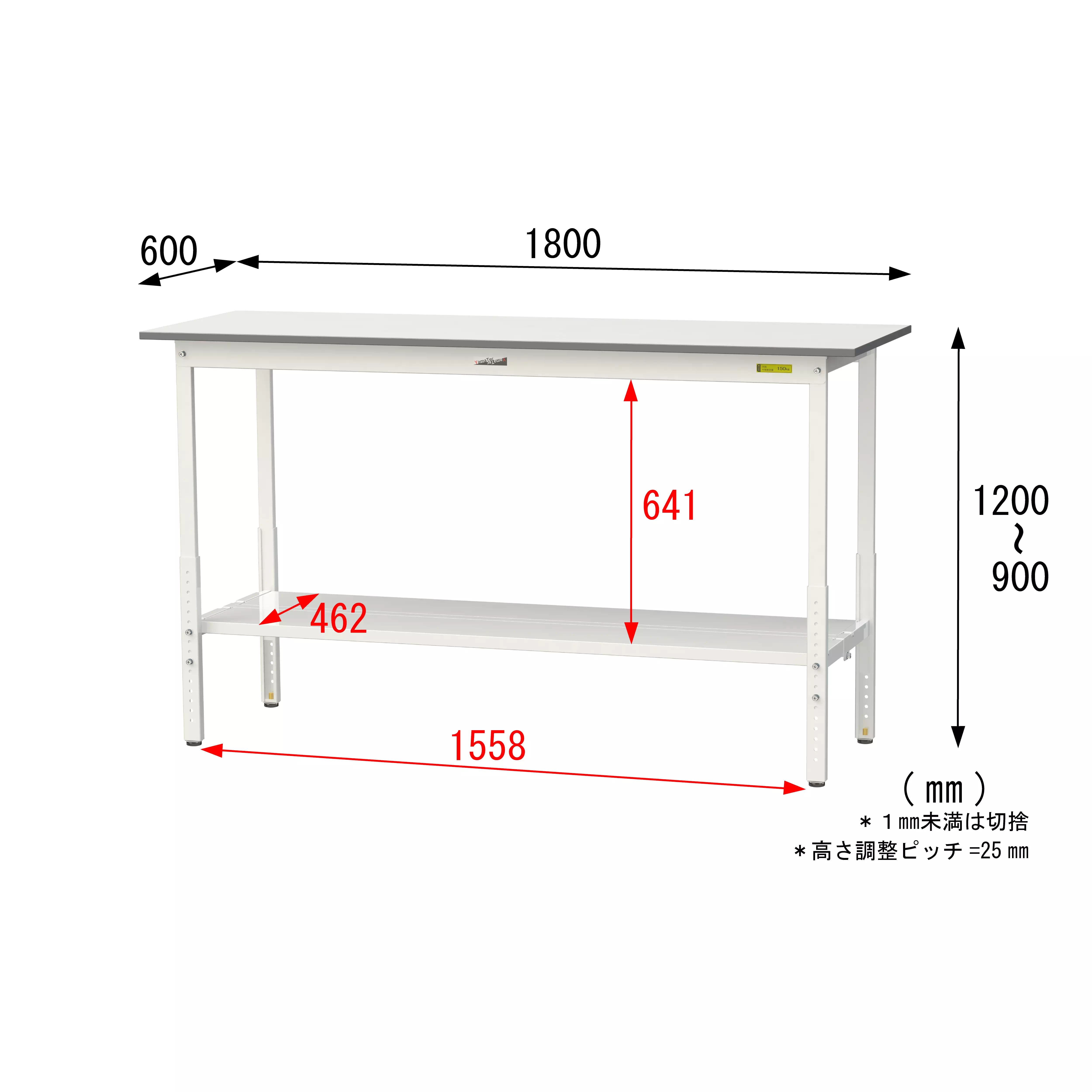 150シリーズ 高さ調整タイプ H900mm〜H1200mm(全面棚板付)