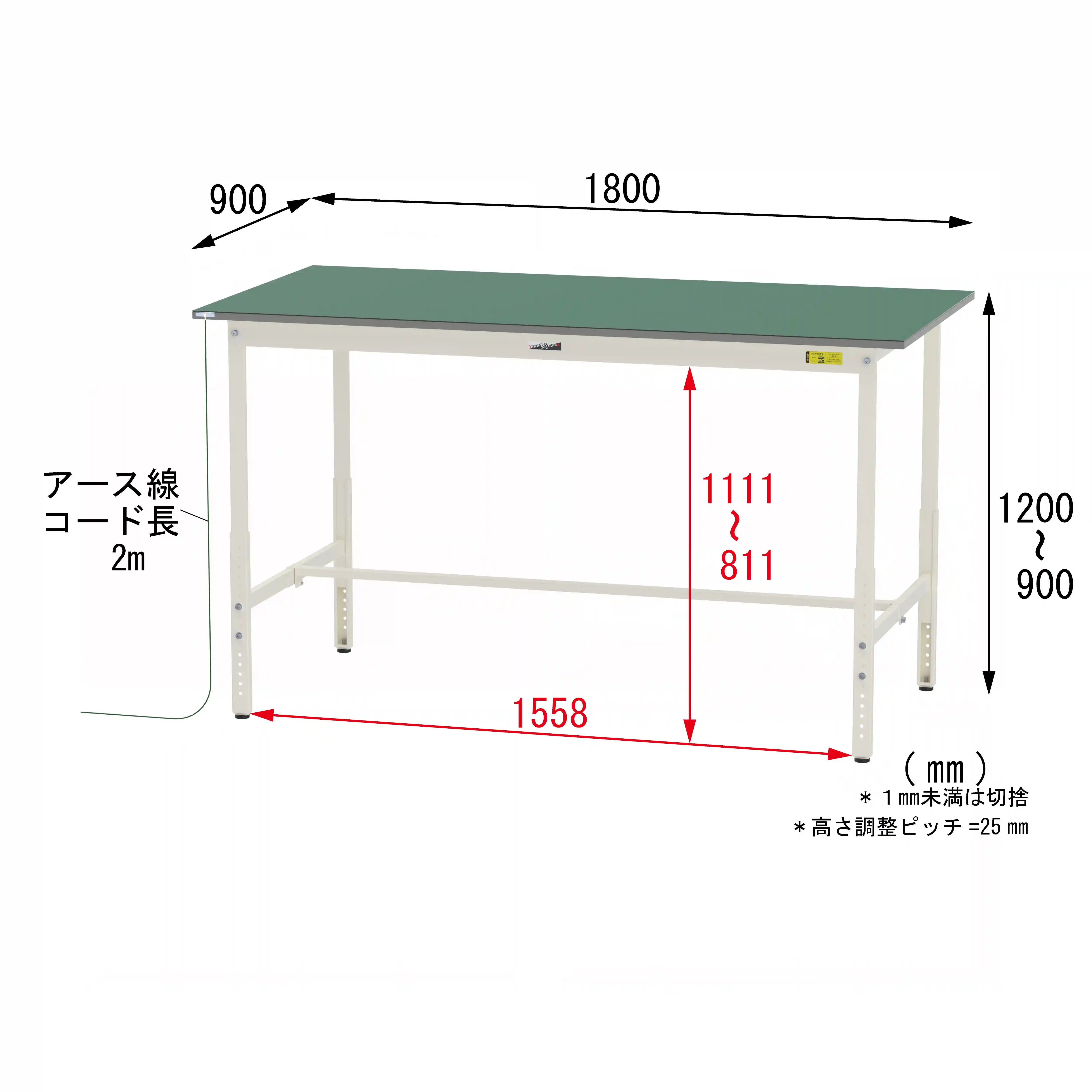 150シリーズ 導電性ゴムマット貼り高さ調整タイプ H900mm～H1200mm