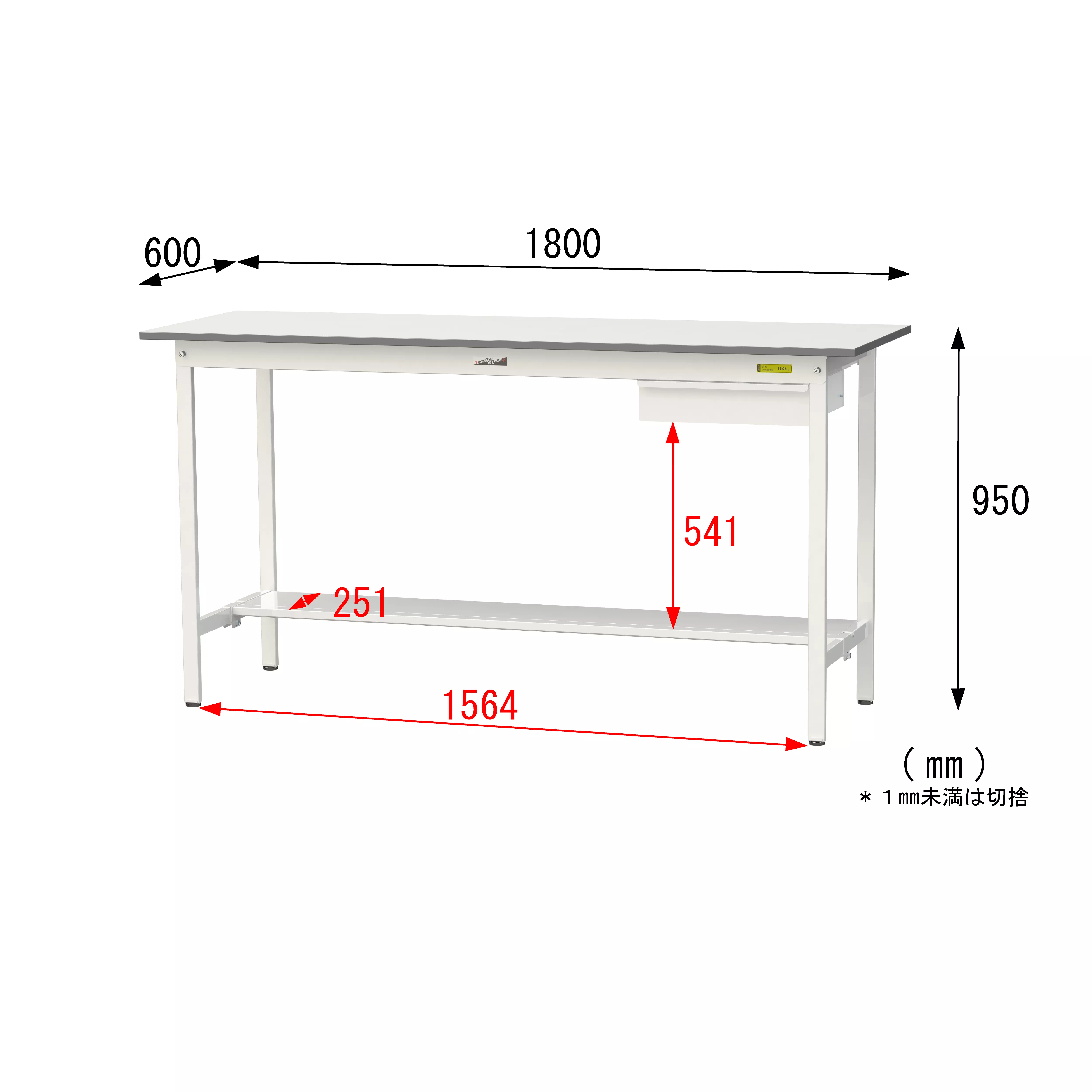 150シリーズ 固定式 キャビネット付 H950mm（半面棚板付）