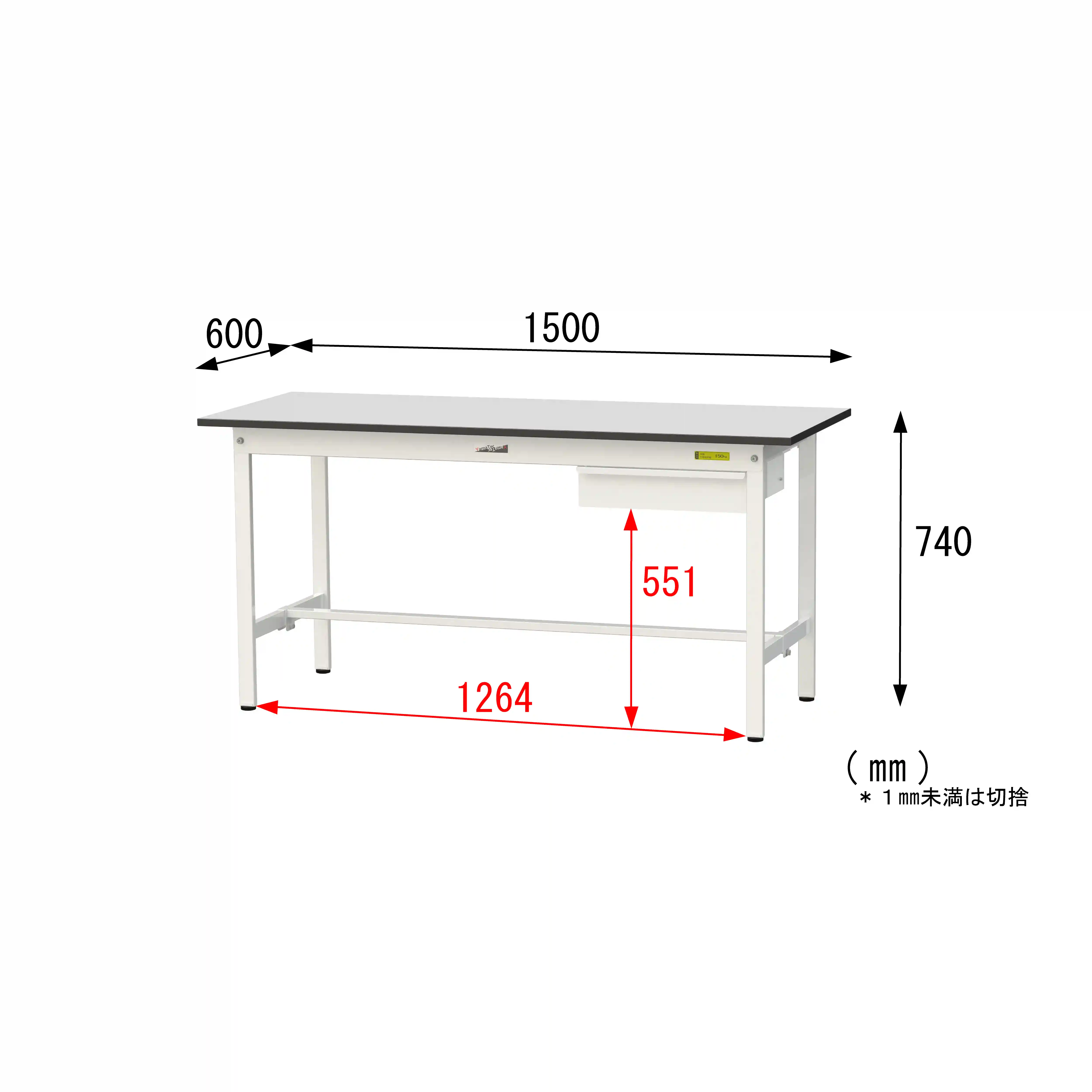 150シリーズ固定式 キャビネット付 RoHS2指令対応塩ビシート天板仕様 H740mm