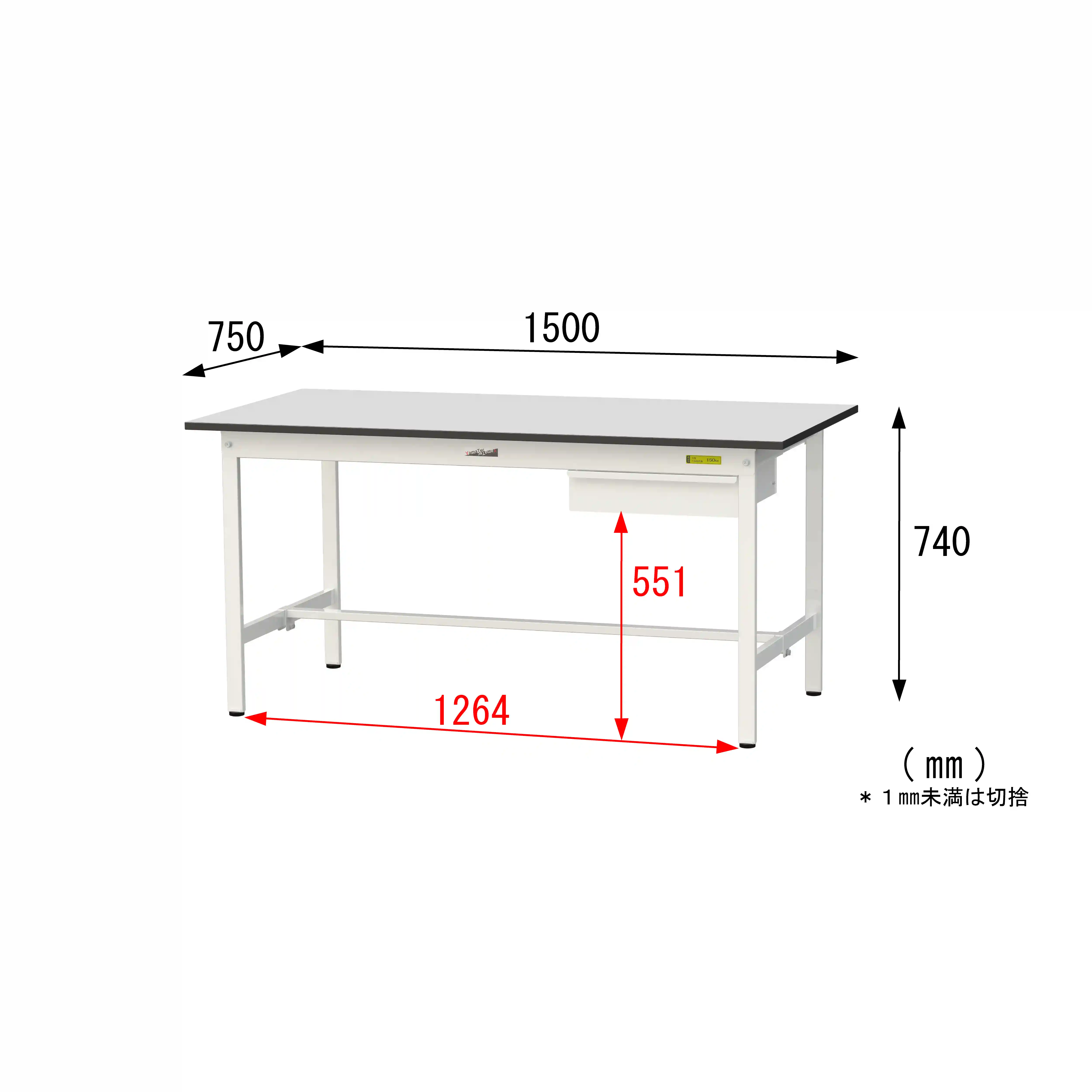 150シリーズ固定式 キャビネット付 RoHS2指令対応塩ビシート天板仕様 H740mm
