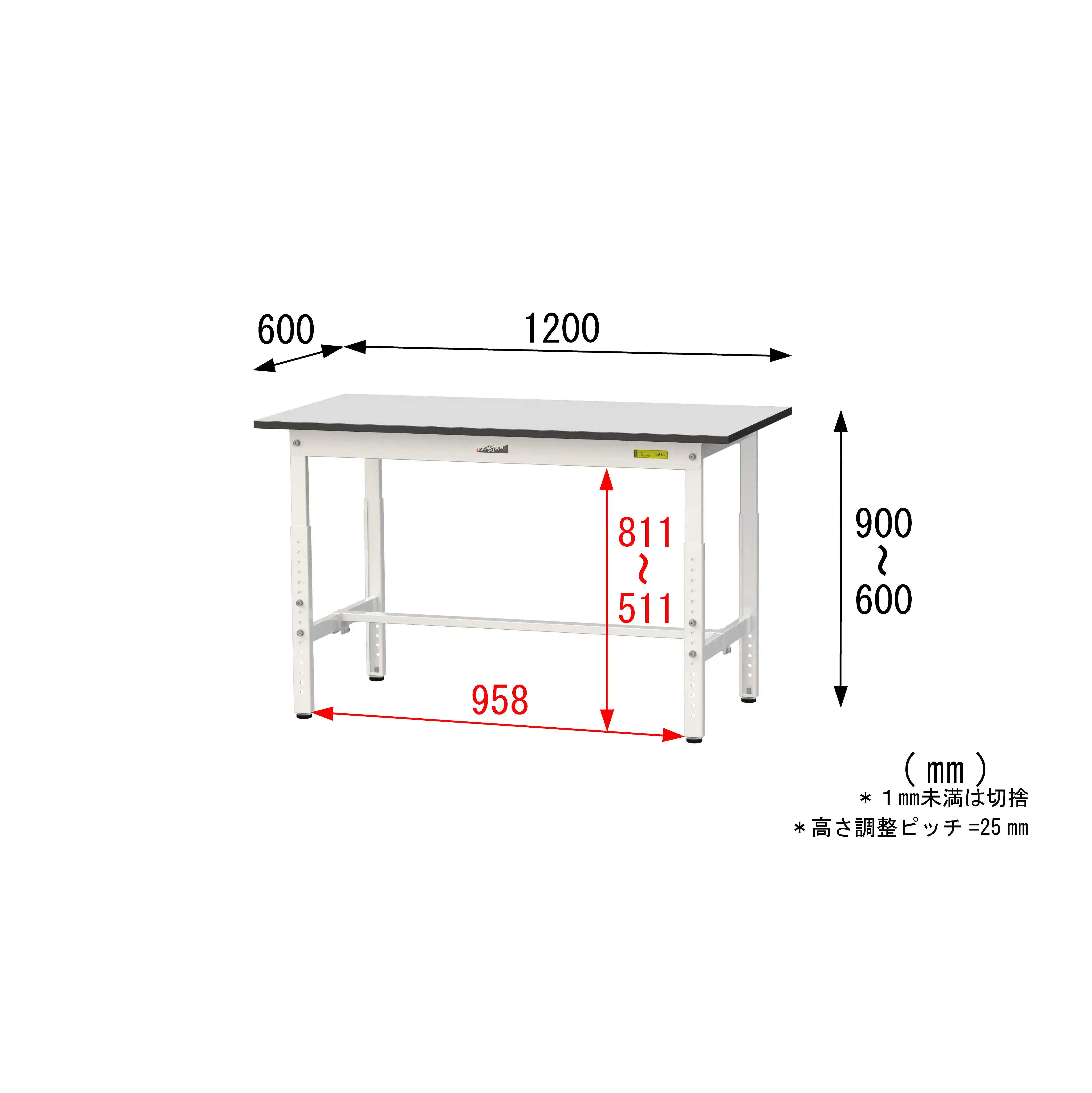 150シリーズ 高さ調整タイプ RoHS2指令対応塩ビシート天板仕様 H600㎜~H900㎜