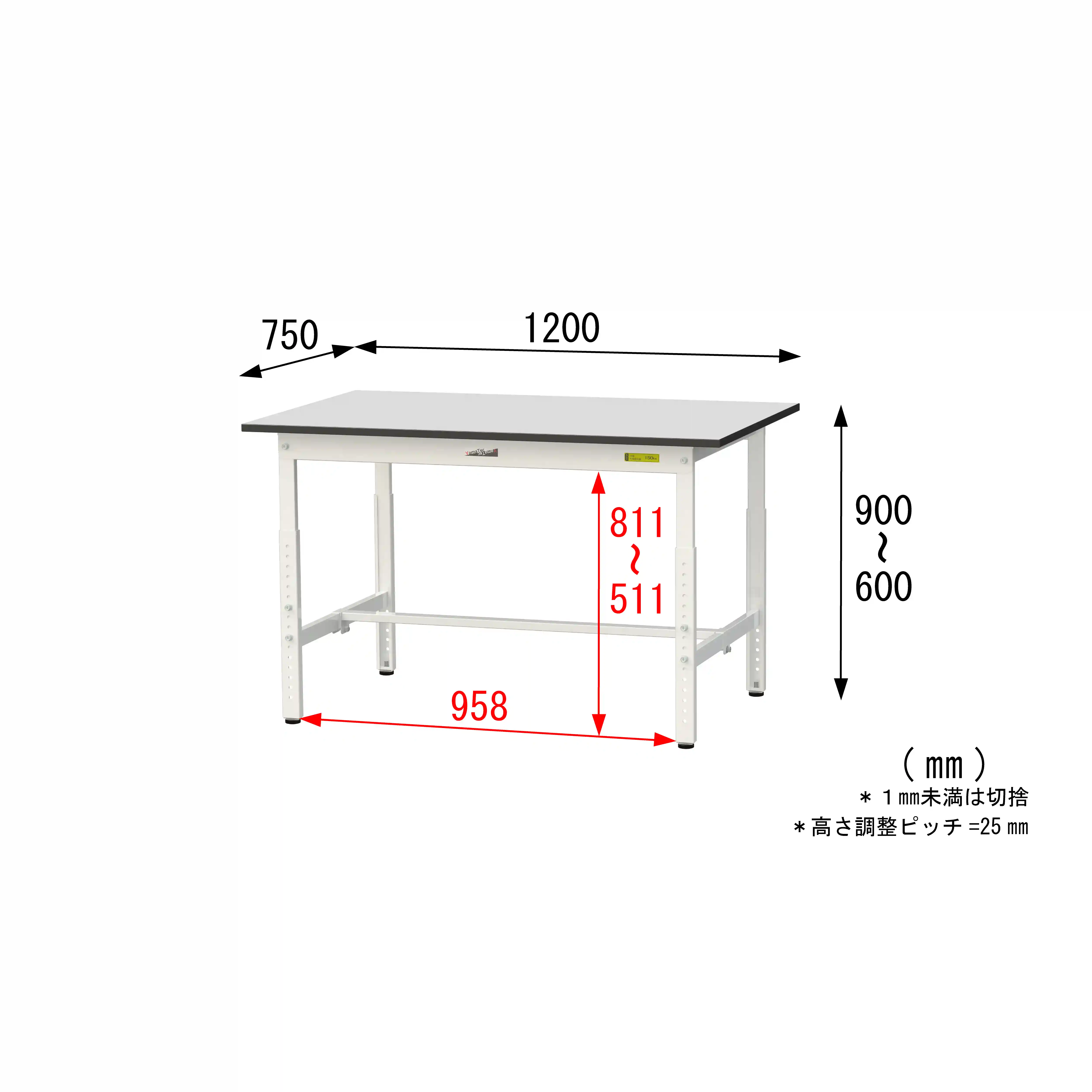 150シリーズ 高さ調整タイプ RoHS2指令対応塩ビシート天板仕様 H600㎜～H900㎜