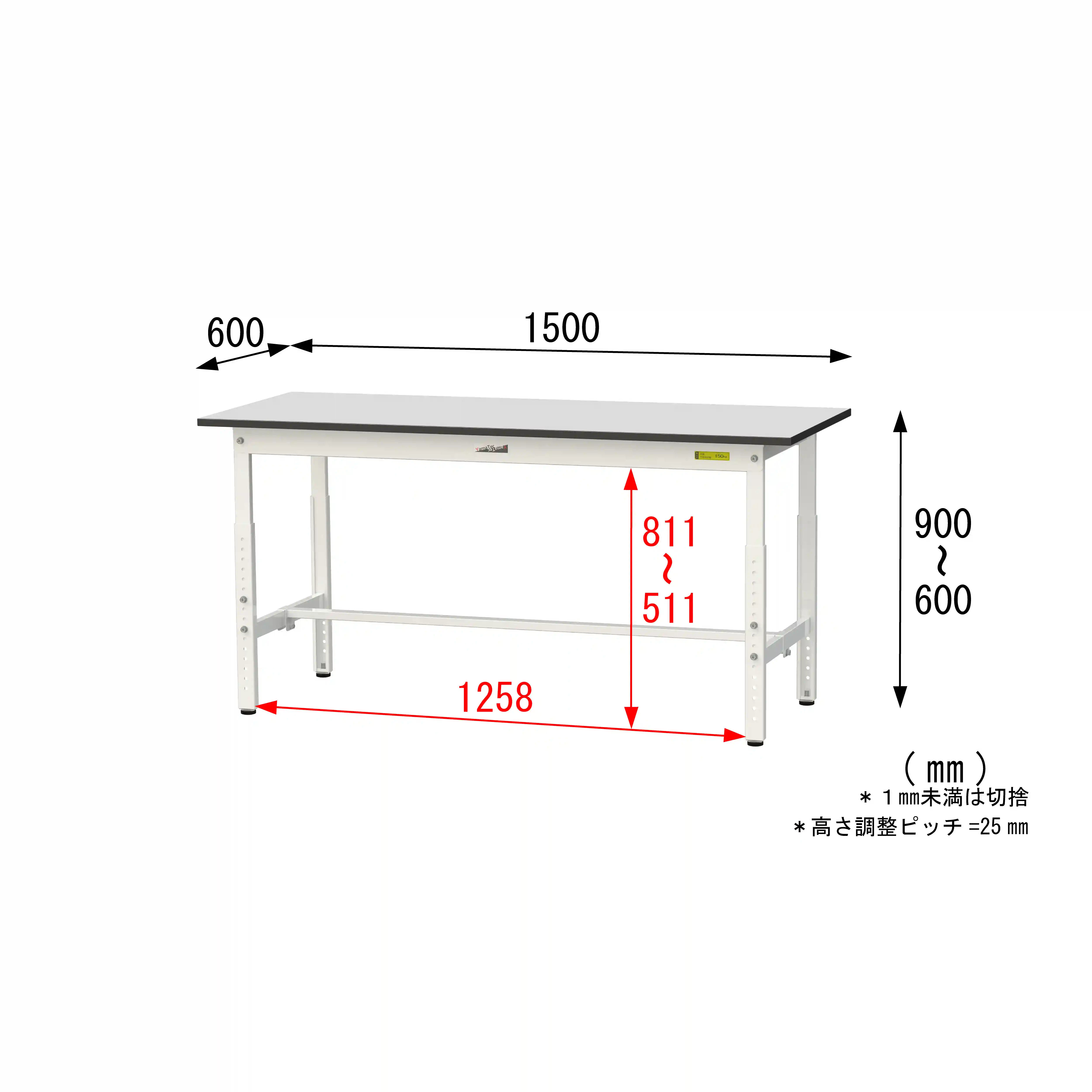 150シリーズ 高さ調整タイプ RoHS2指令対応塩ビシート天板仕様 H600㎜～H900㎜