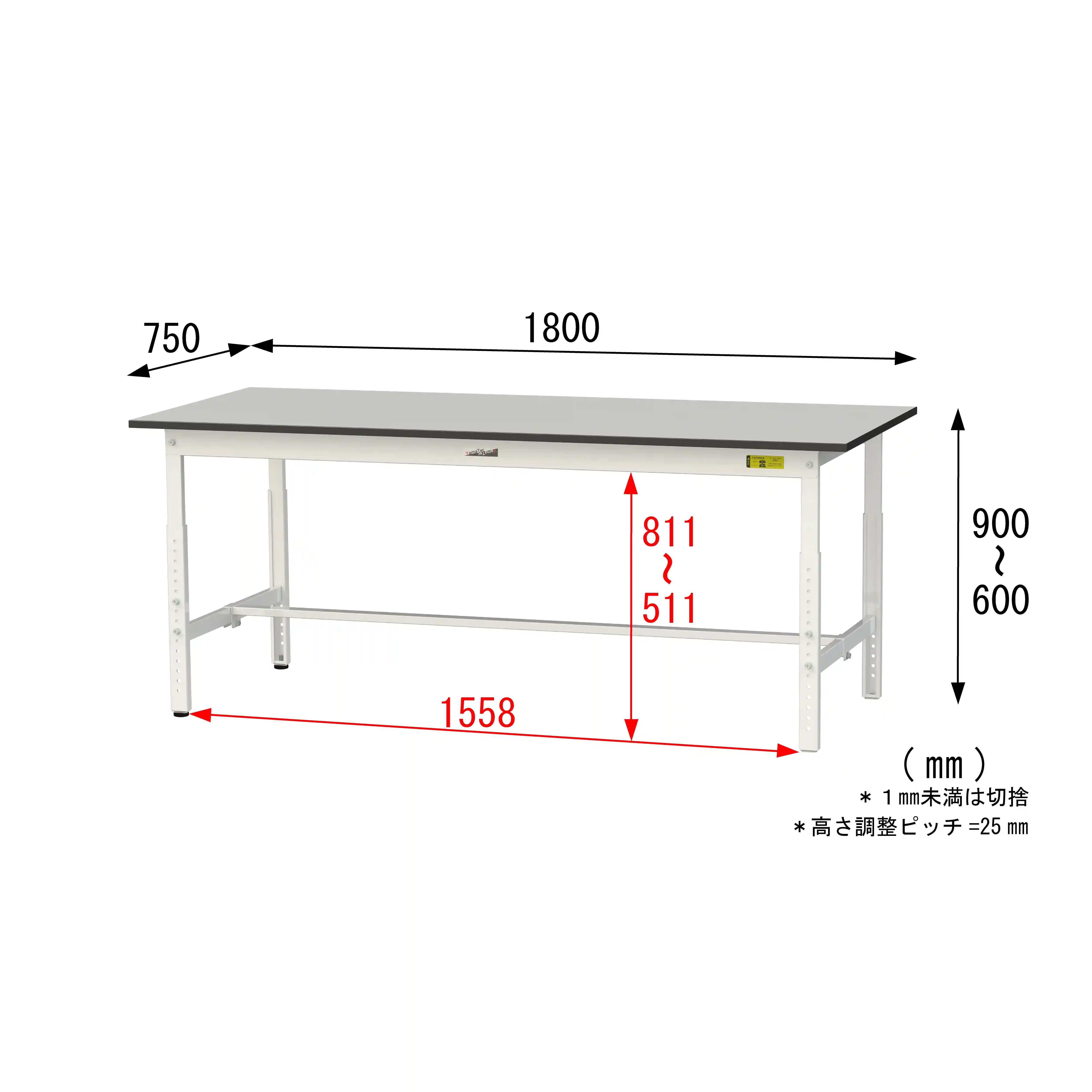 150シリーズ 高さ調整タイプ RoHS2指令対応塩ビシート天板仕様 H600㎜～H900㎜