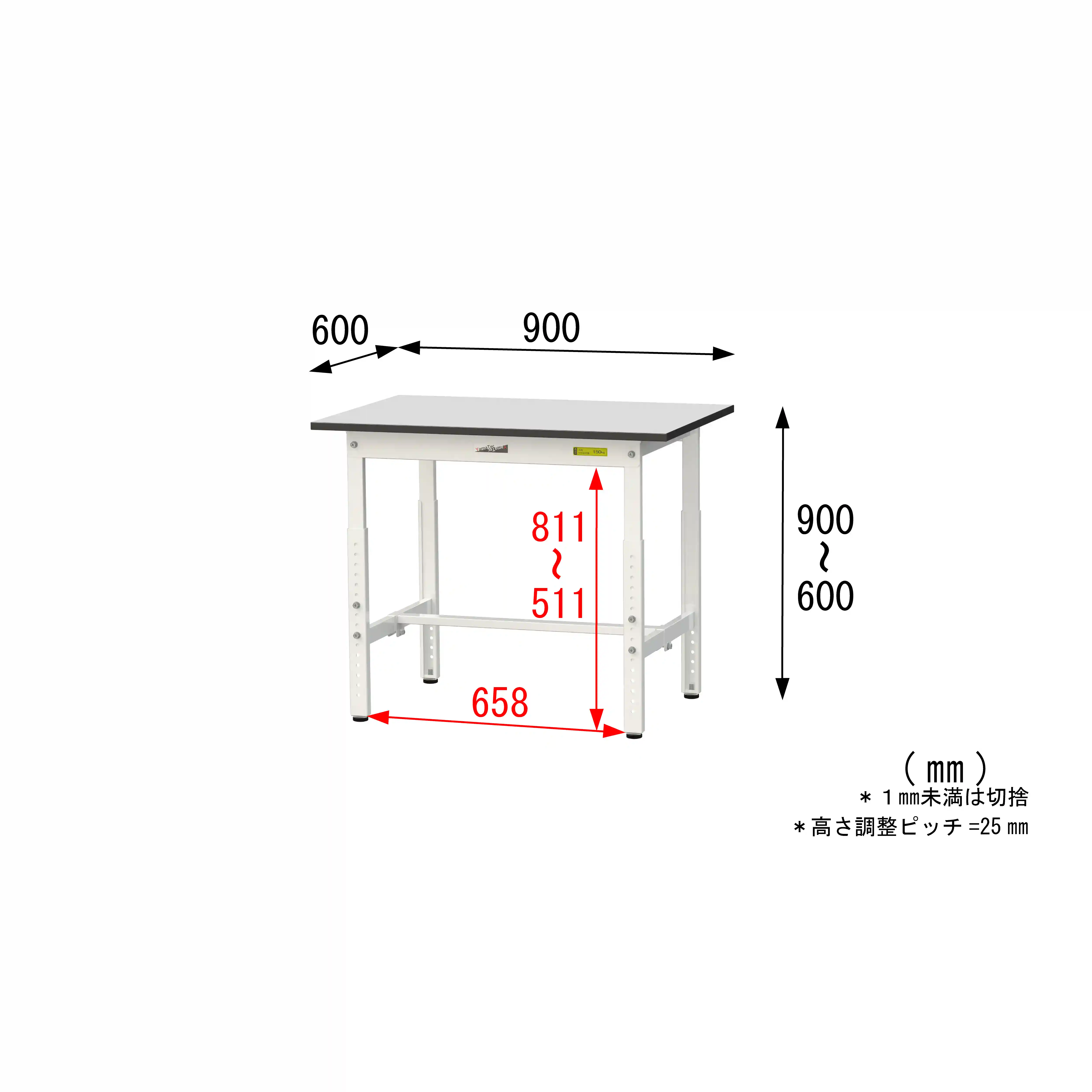 150シリーズ 高さ調整タイプ RoHS2指令対応塩ビシート天板仕様 H600㎜～H900㎜