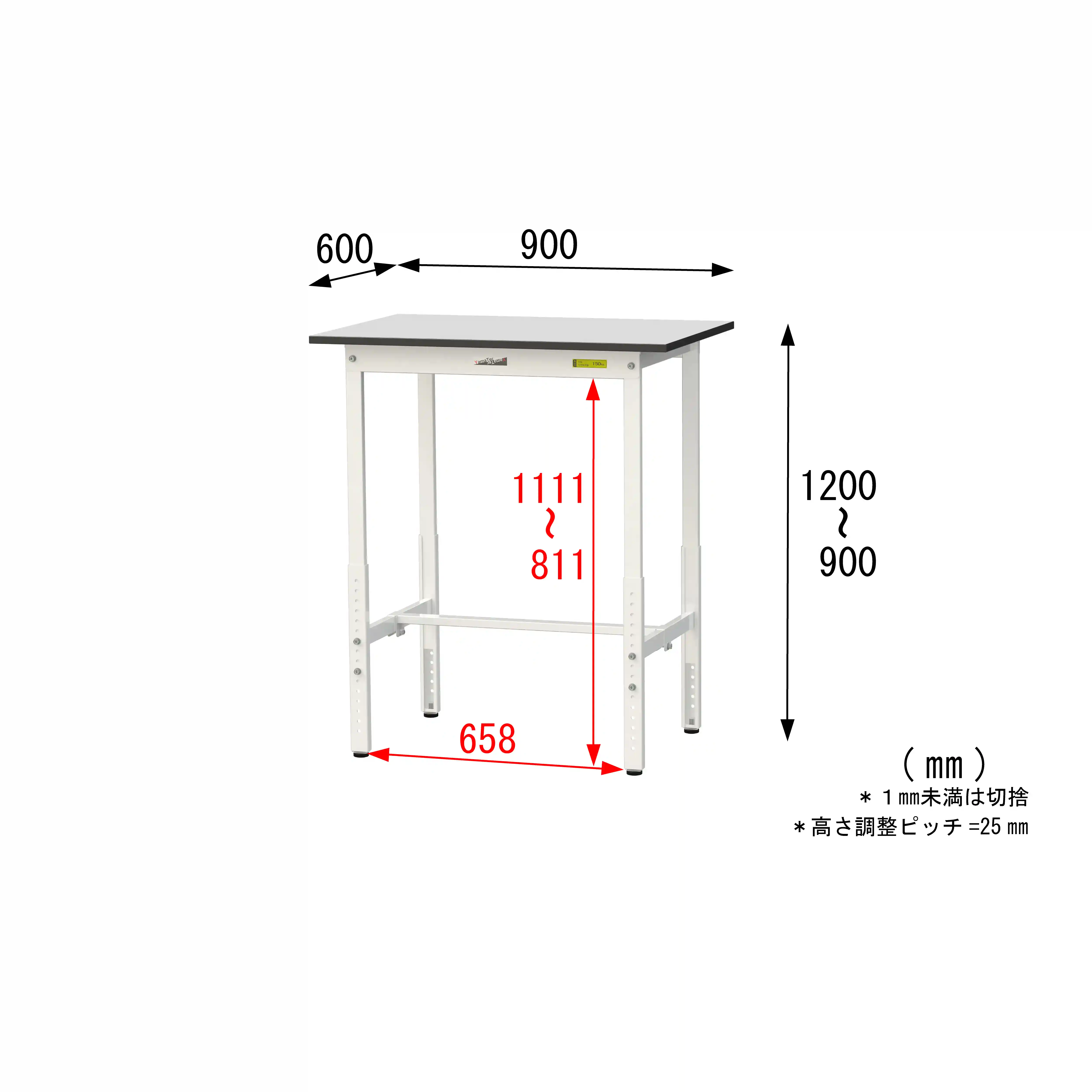 150シリーズ 高さ調整タイプ RoHS2指令対応塩ビシート天板仕様 H900㎜~H1200㎜