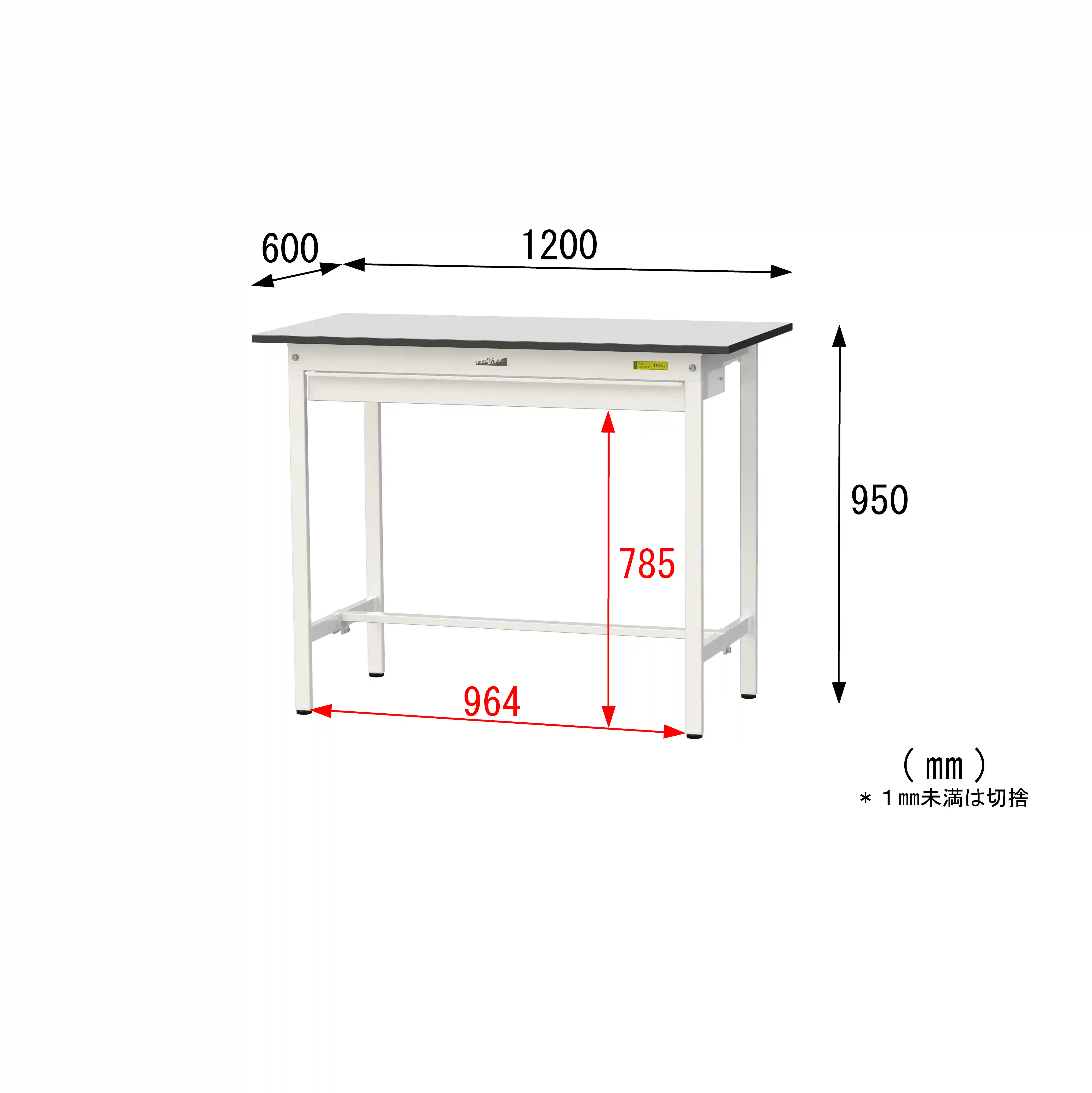 150シリーズ固定式 ワイド引出し付 RoHS2指令対応塩ビシート天板仕様 H950mm