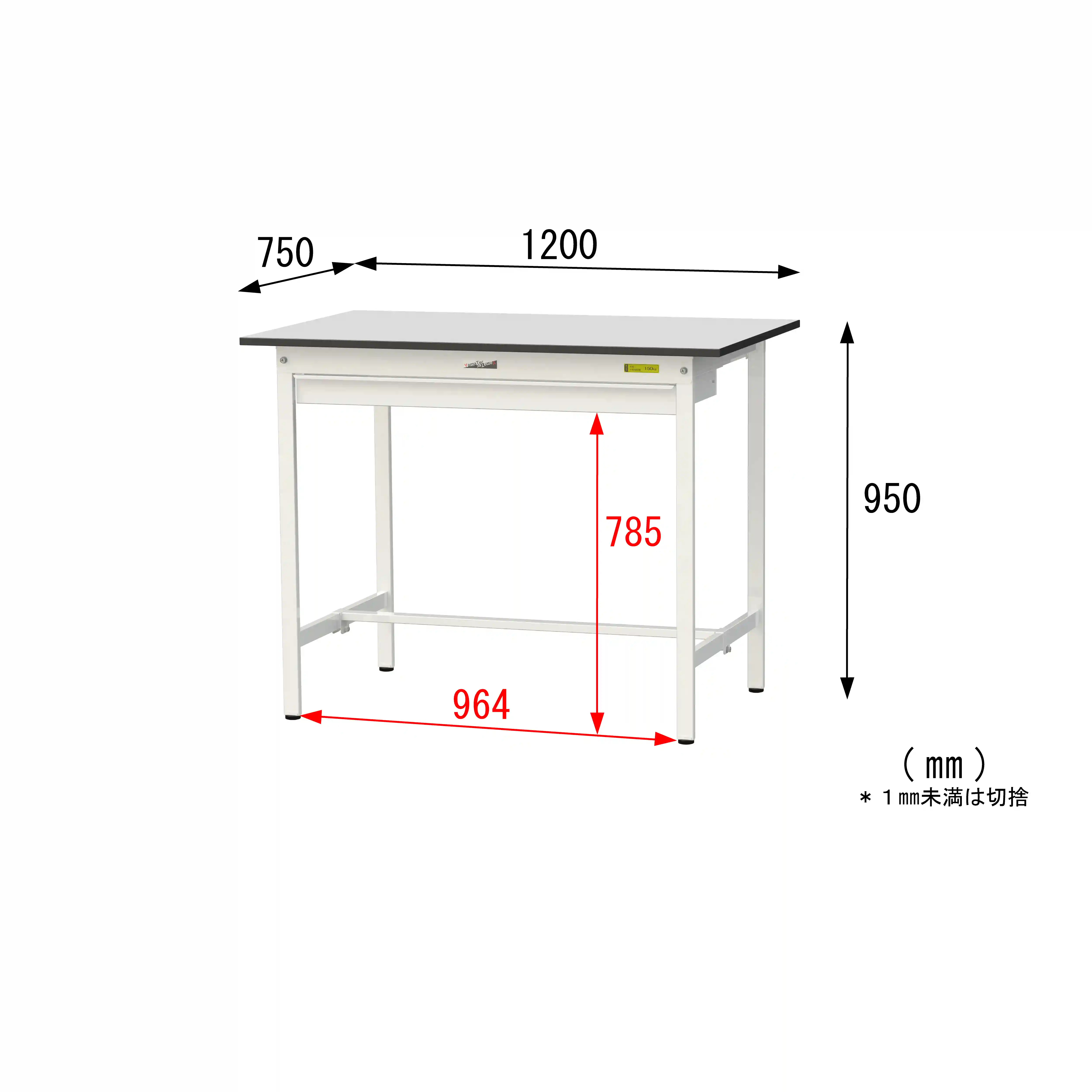 150シリーズ固定式 ワイド引出し付 RoHS2指令対応塩ビシート天板仕様 H950mm