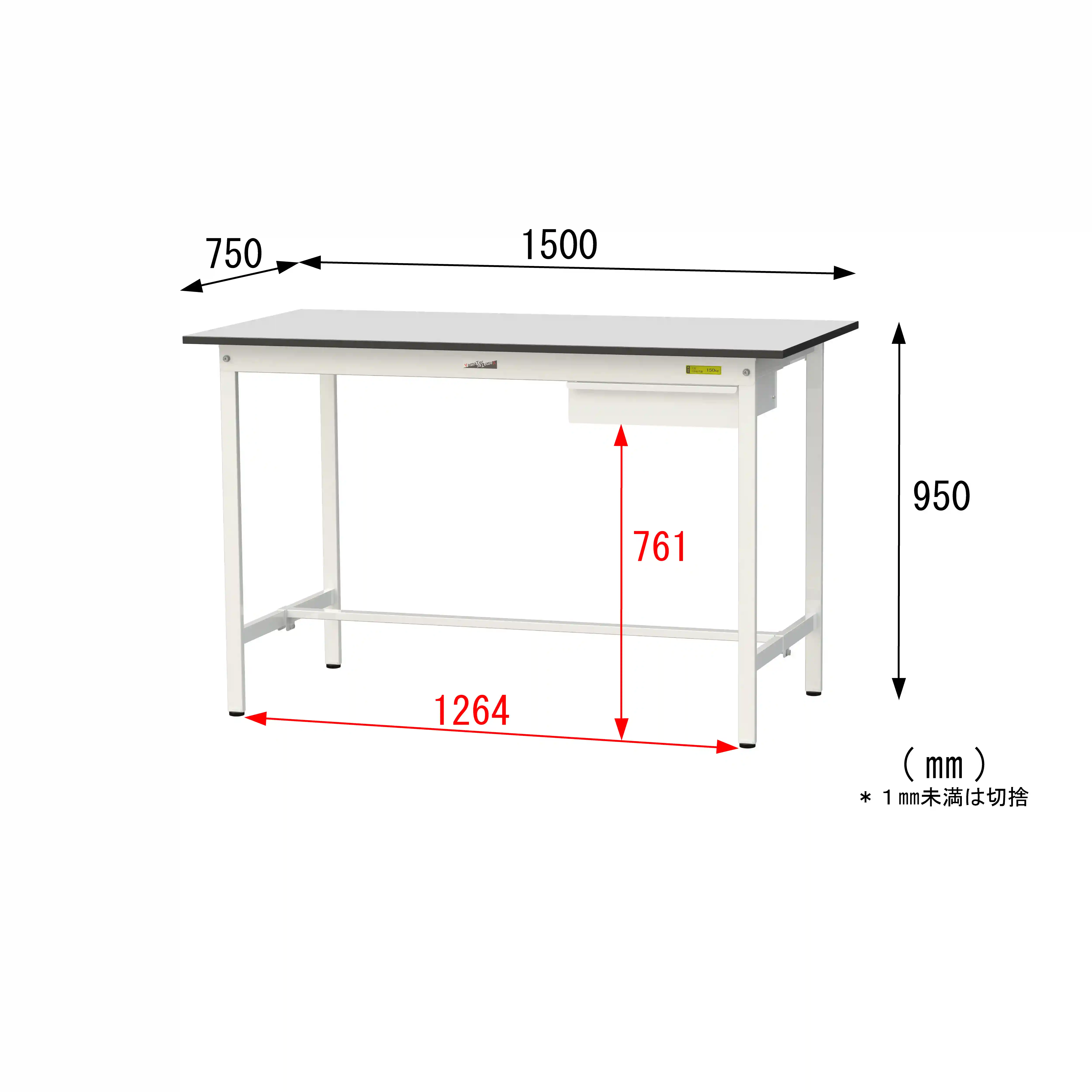 150シリーズ固定式 キャビネット付 RoHS2指令対応塩ビシート天板仕様 H950mm