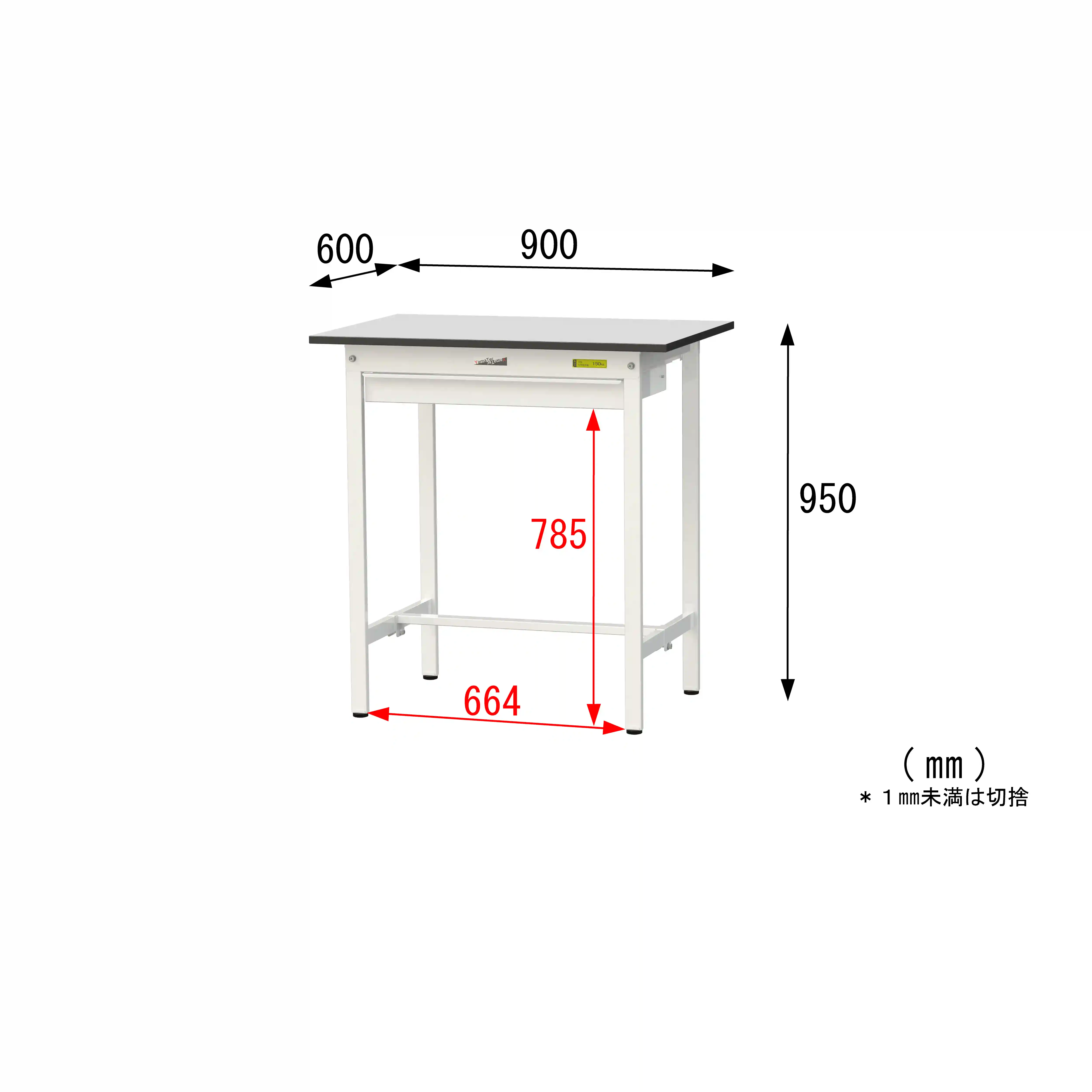 150シリーズ固定式 ワイド引出し付 RoHS2指令対応塩ビシート天板仕様 H950mm