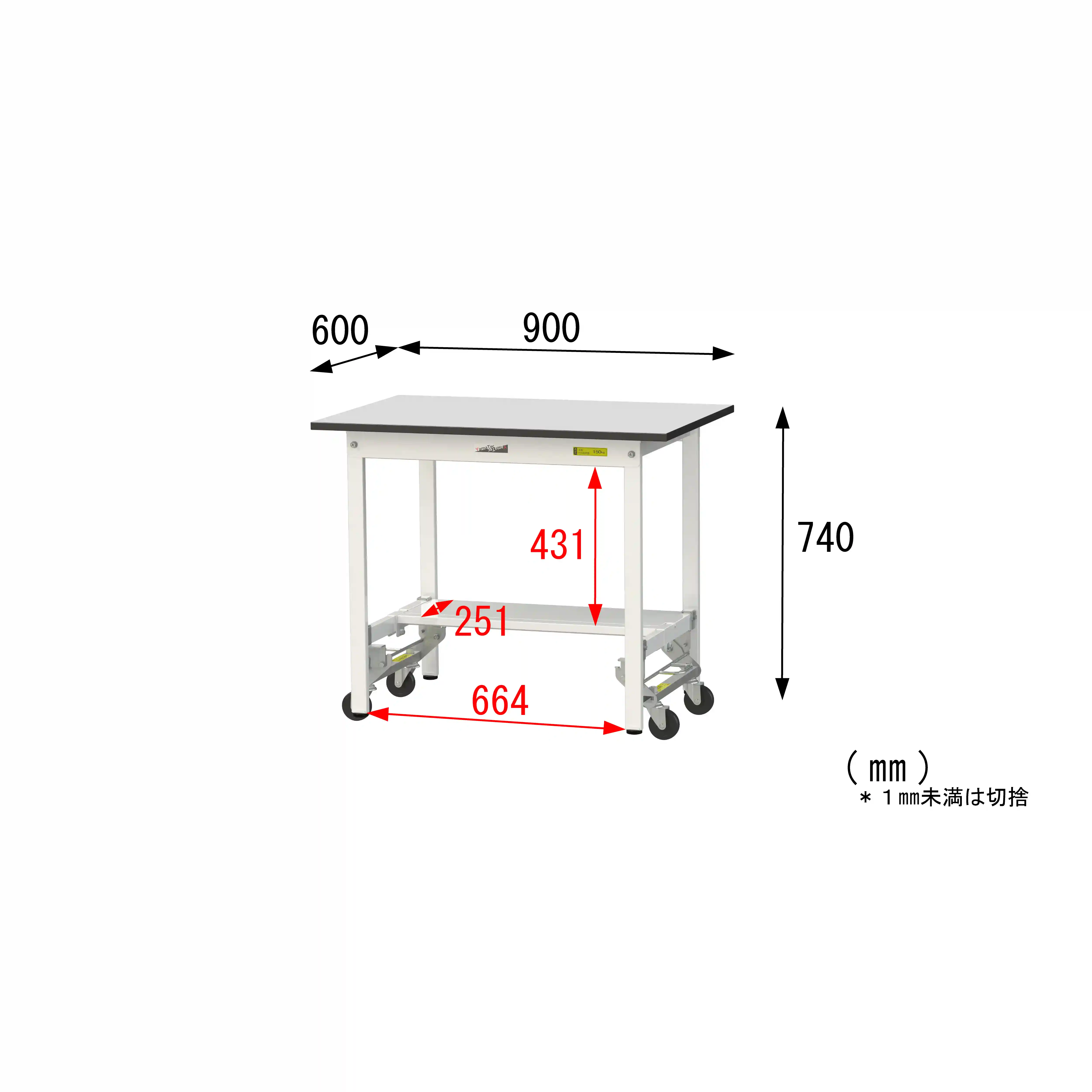 150シリーズ ワンタッチ移動タイプ RoHS2指令対応塩ビシート天板仕様 H740mm（下段半面棚板）