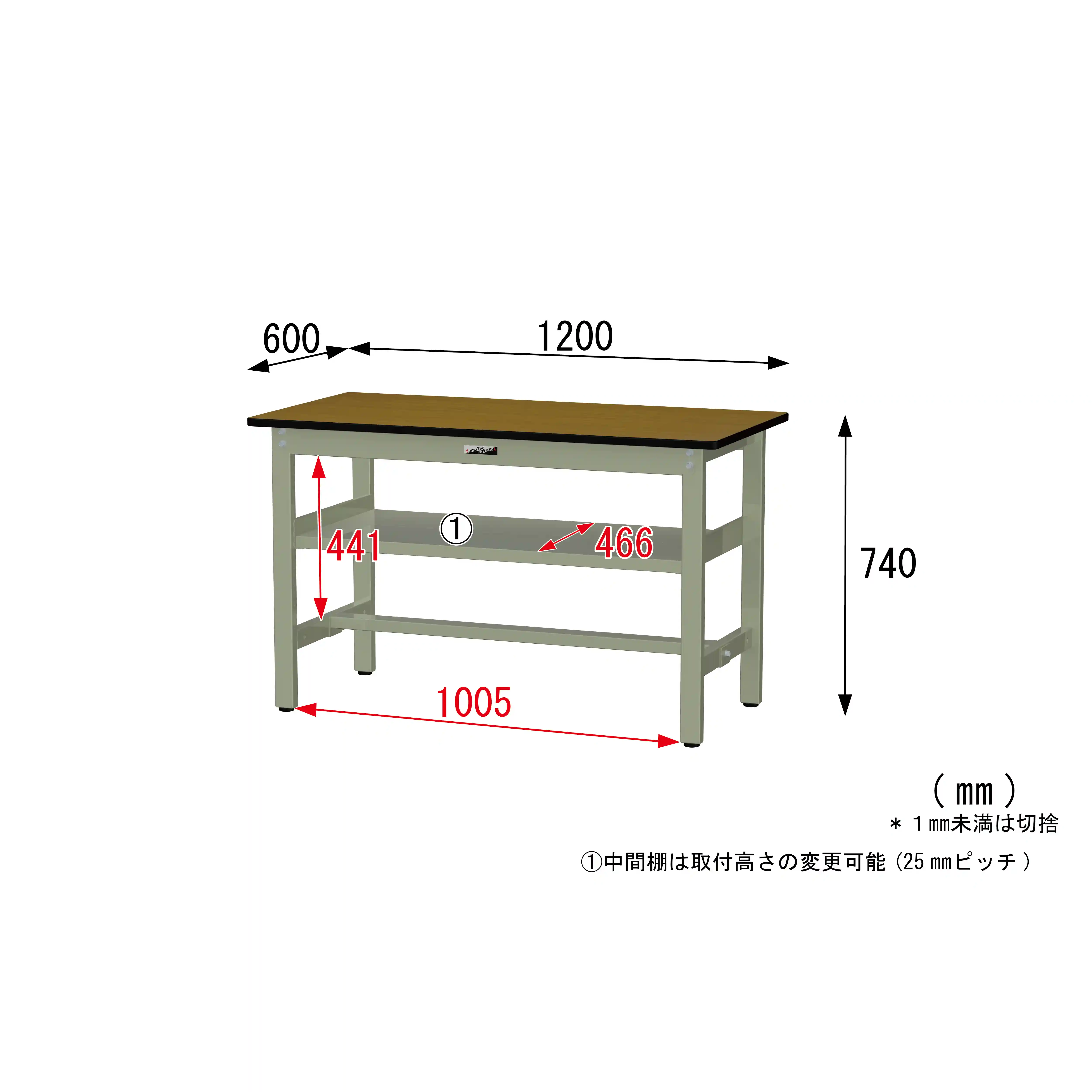 300シリーズ 固定式 中間棚付 H740mm(上段全面棚板)