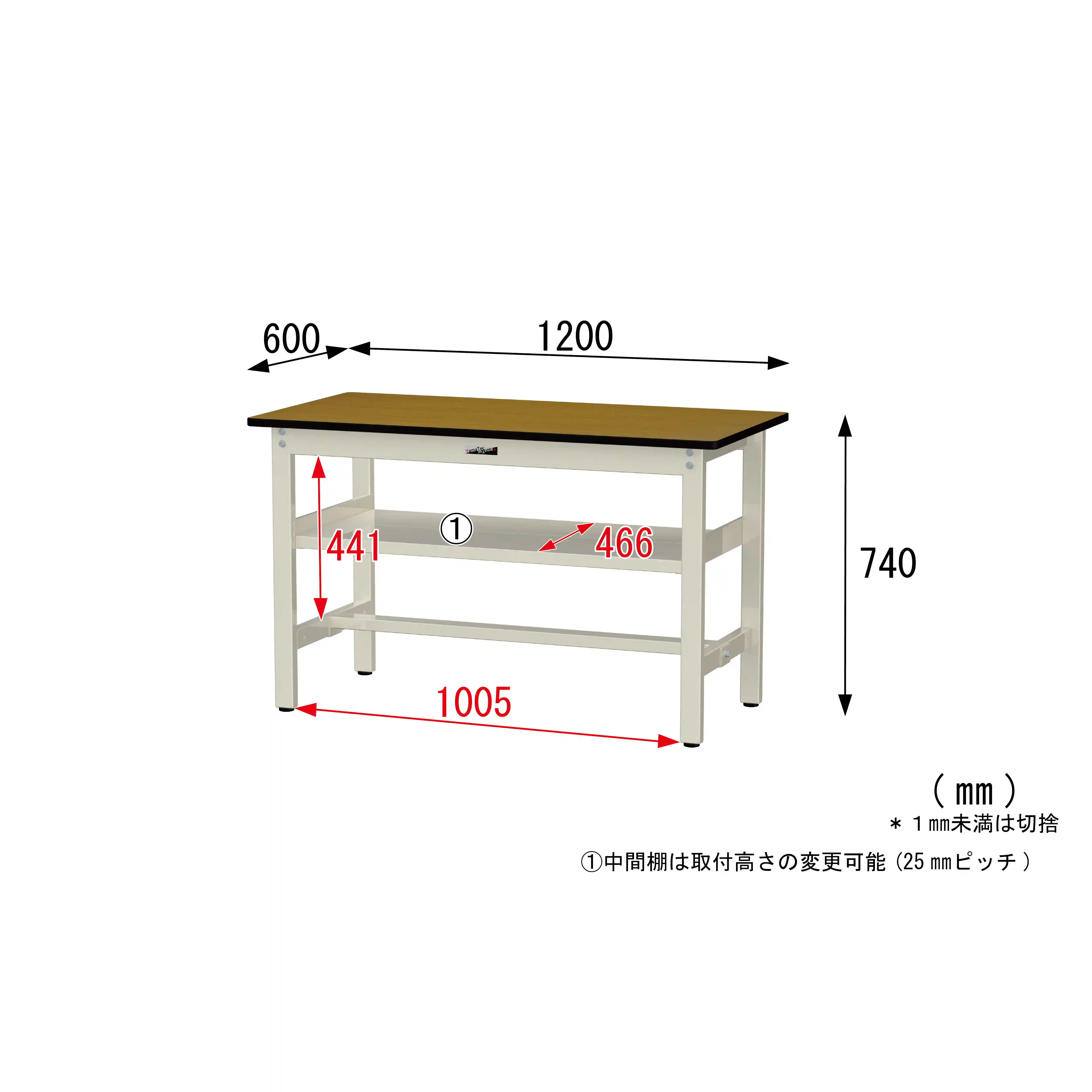 300シリーズ 固定式 中間棚付 H740mm（上段全面棚板）