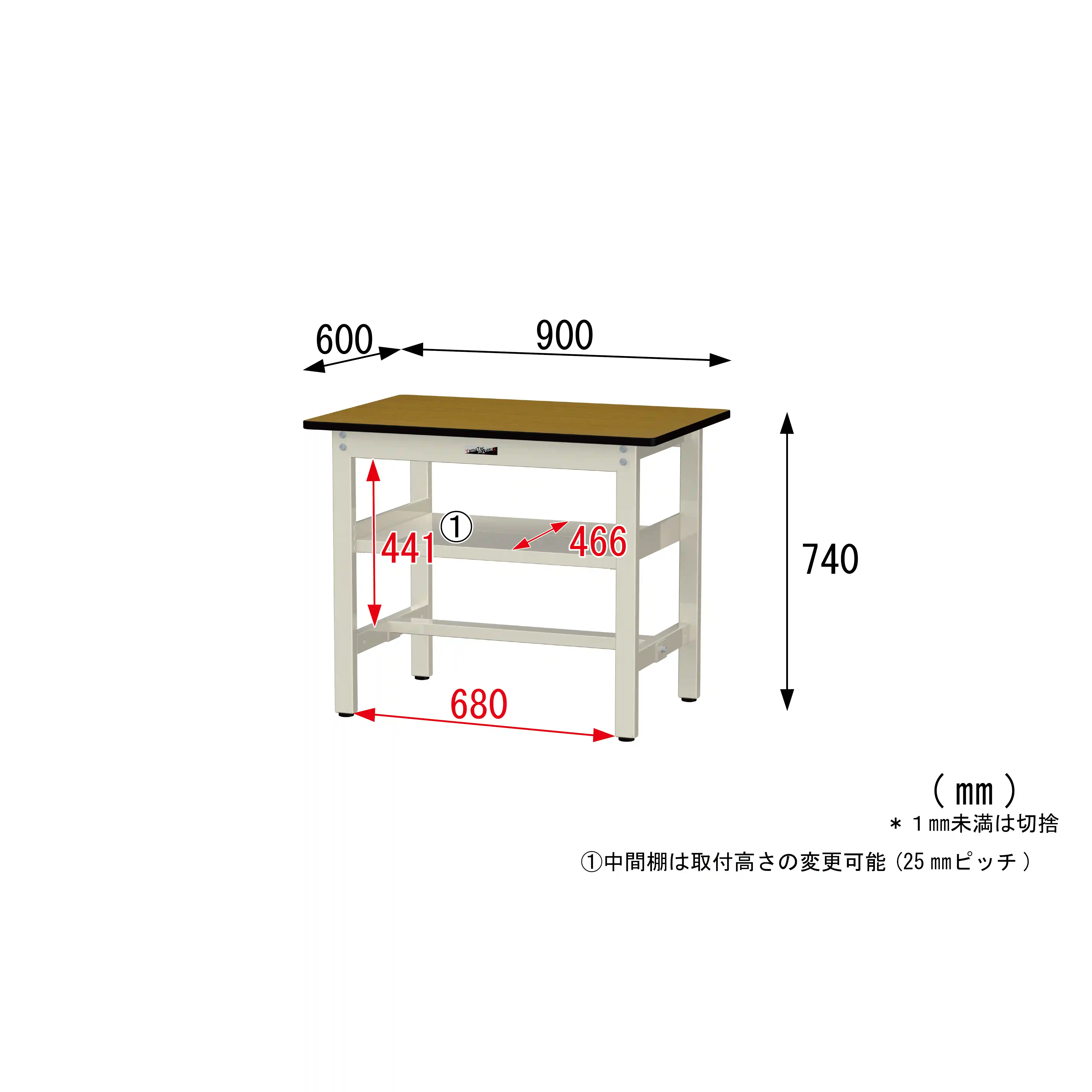 300シリーズ 固定式 中間棚付 H740mm(上段全面棚板)