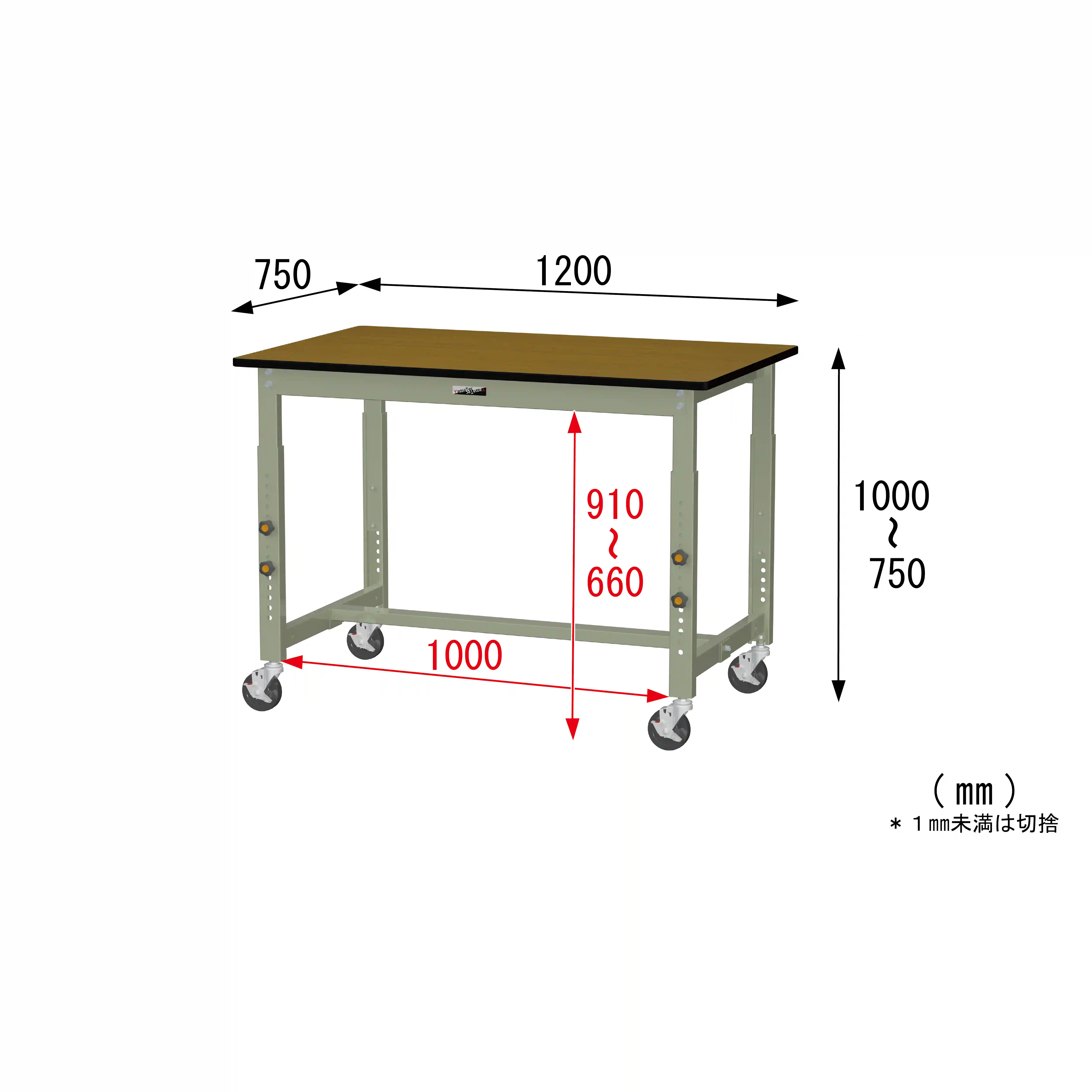 300シリーズ 高さ調整タイプ移動式 H750mm～H1000mm