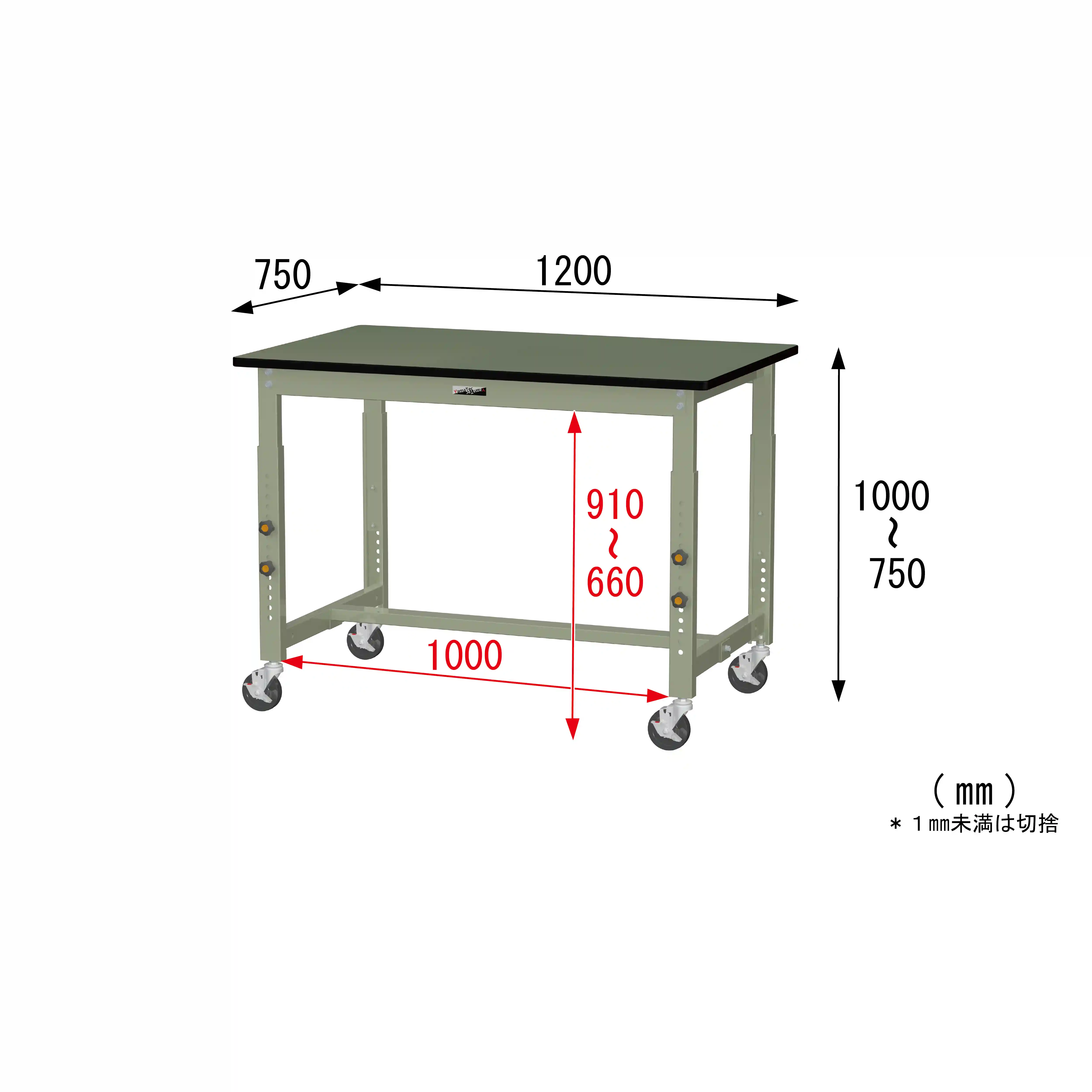 300シリーズ 高さ調整タイプ移動式 H750mm～H1000mm