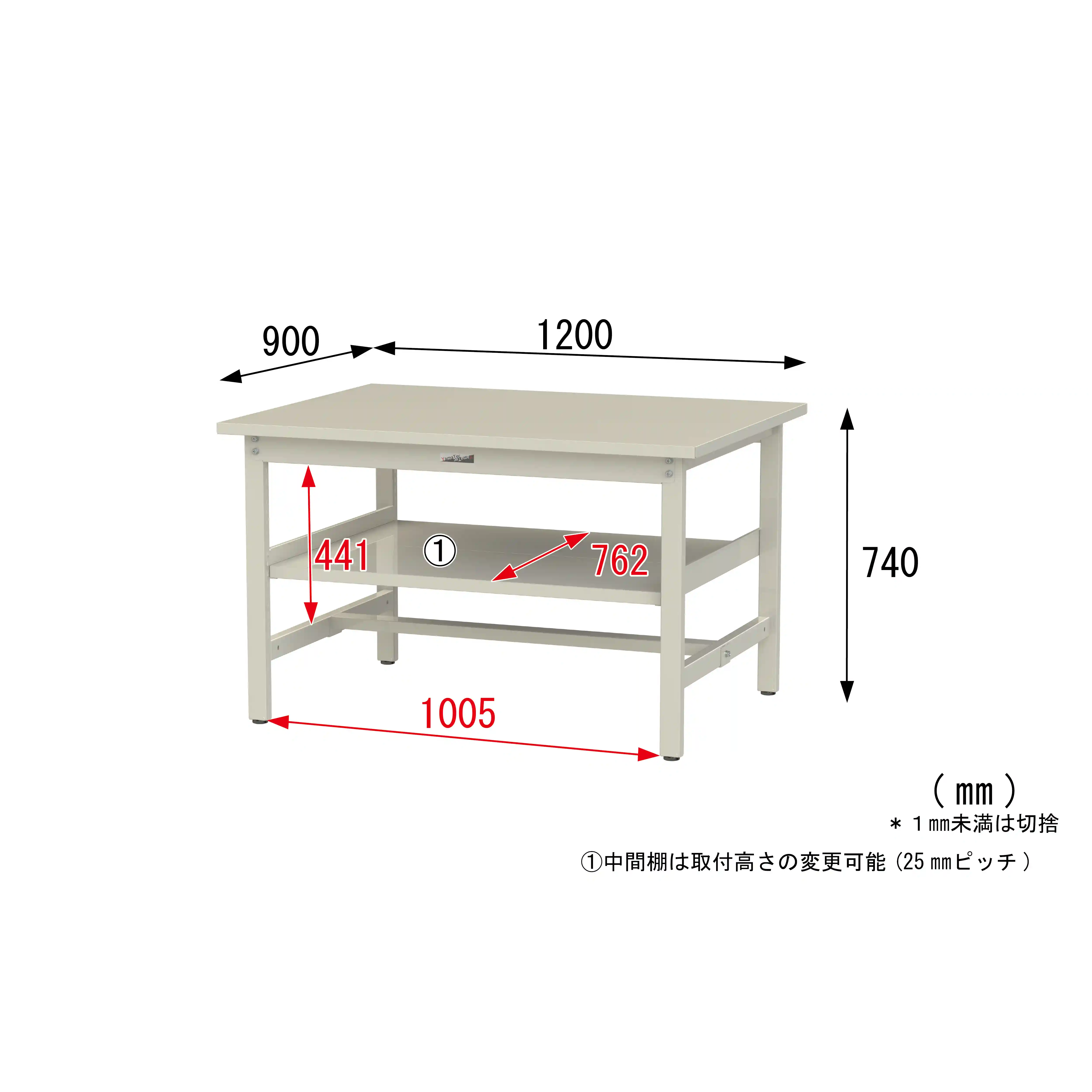 300シリーズ 固定式 中間棚付 H740mm（上段全面棚板）