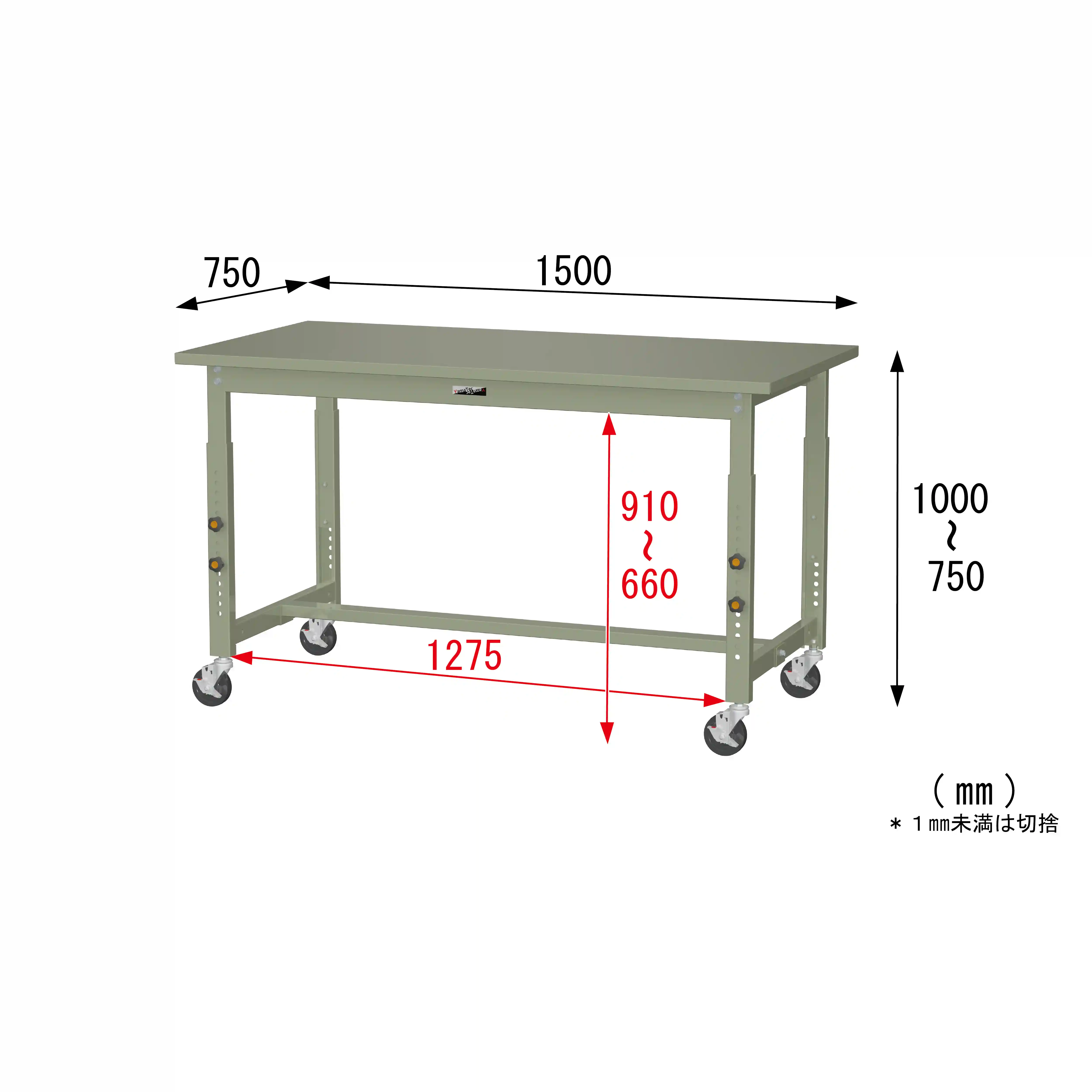 300シリーズ 高さ調整タイプ移動式 H750mm～H1000mm